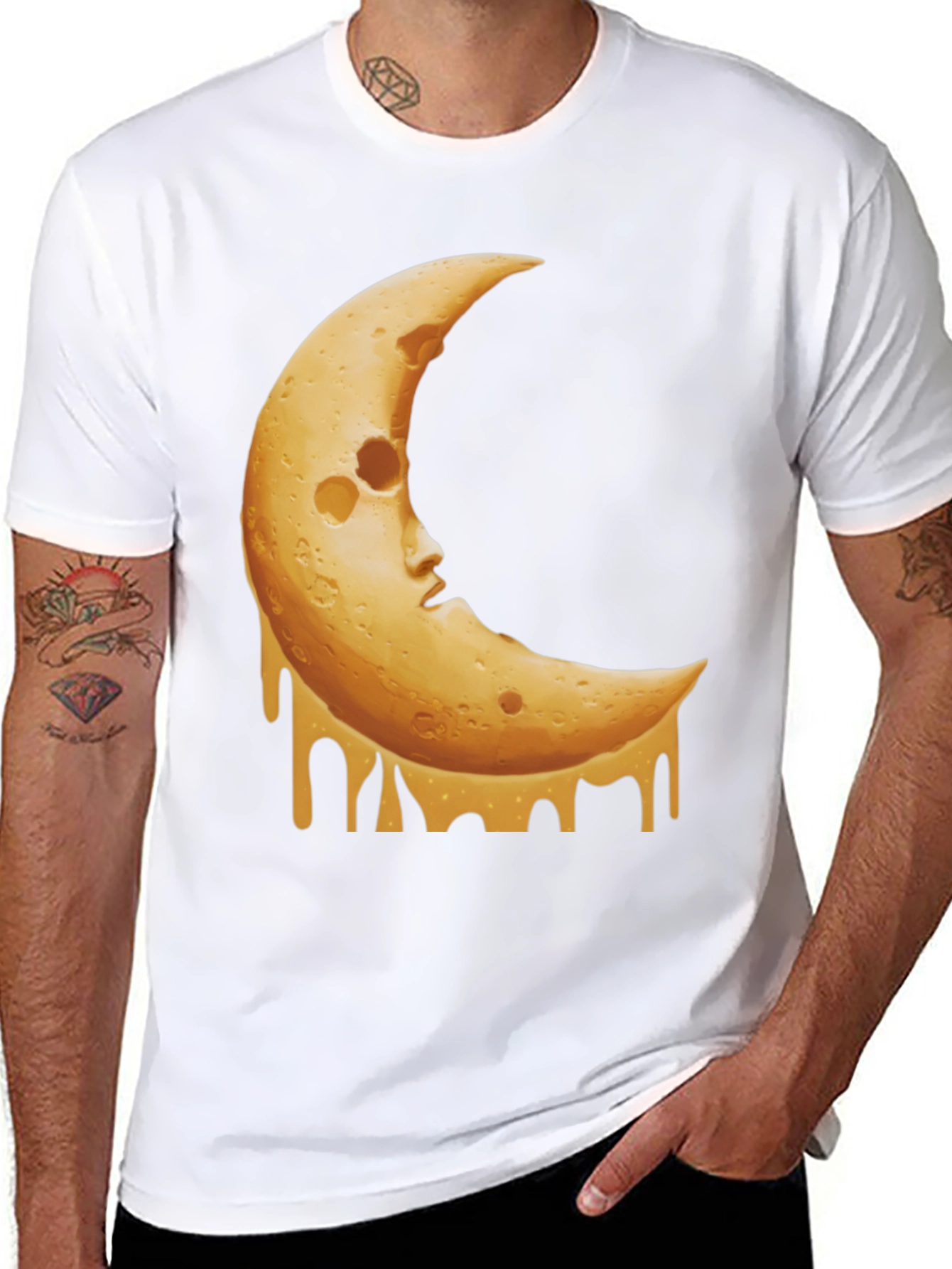 Crescent Moon Cheese Graphic Tee - Black T-Shirt