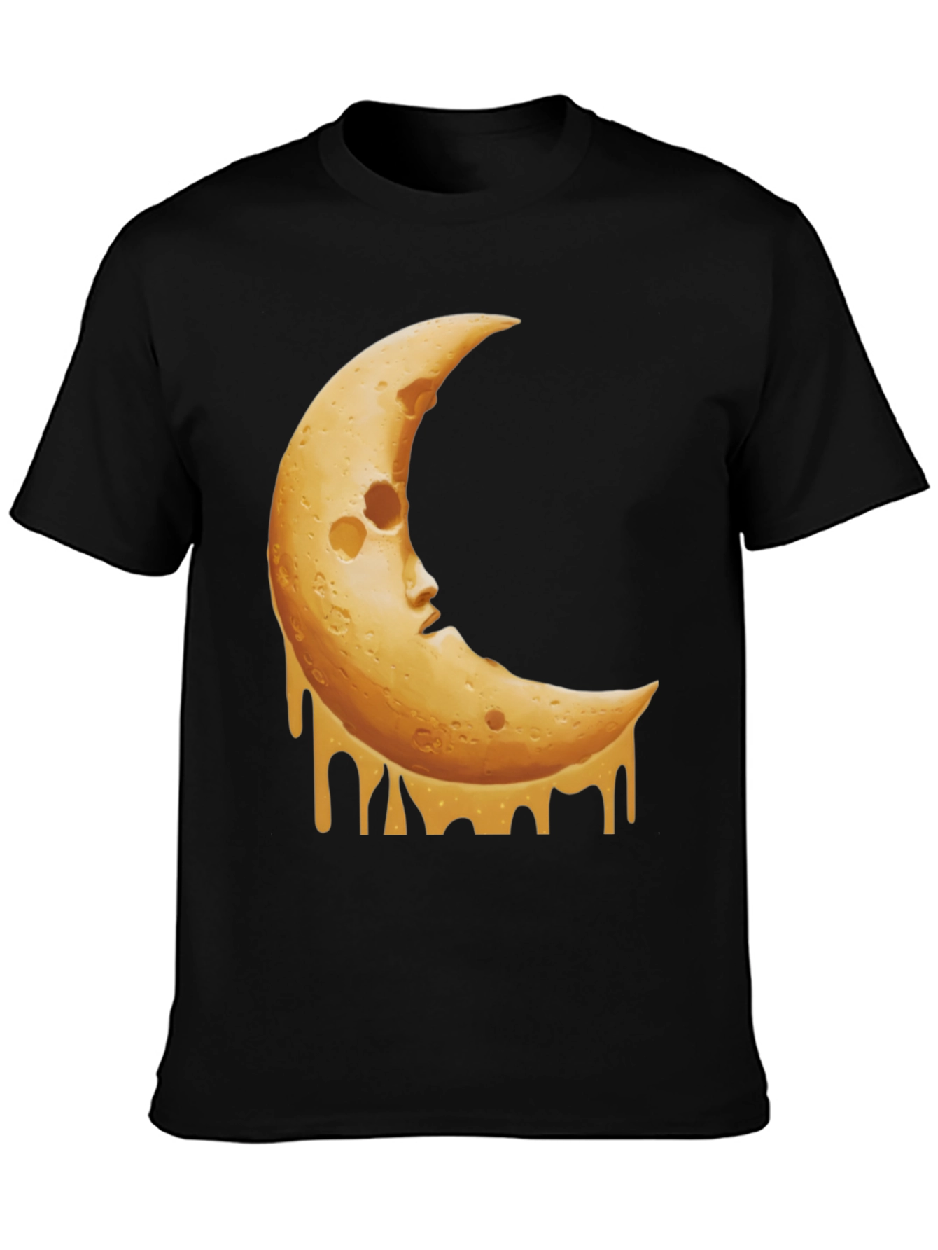 Crescent Moon Cheese Graphic Tee - Black T-Shirt