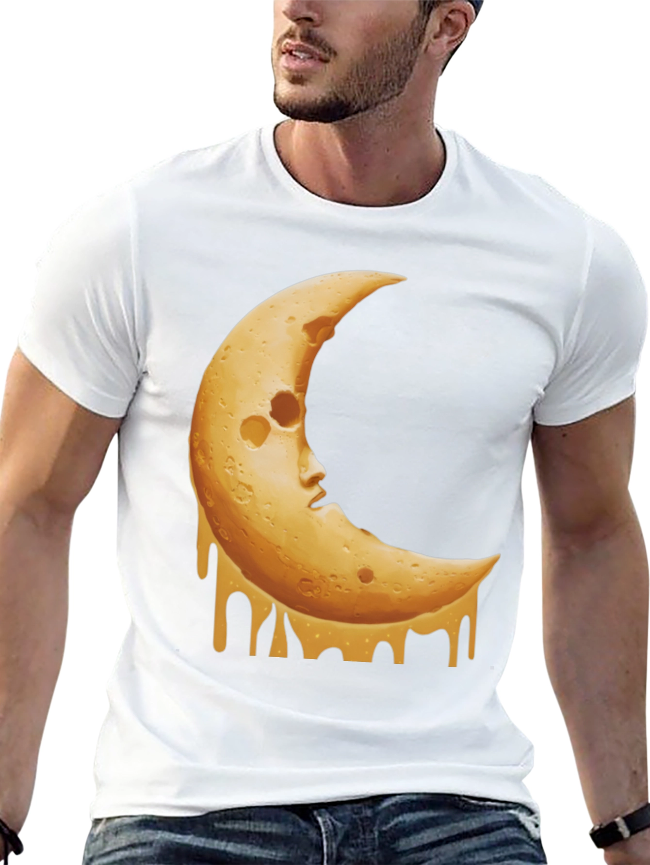Crescent Moon Cheese Graphic Tee - Black T-Shirt