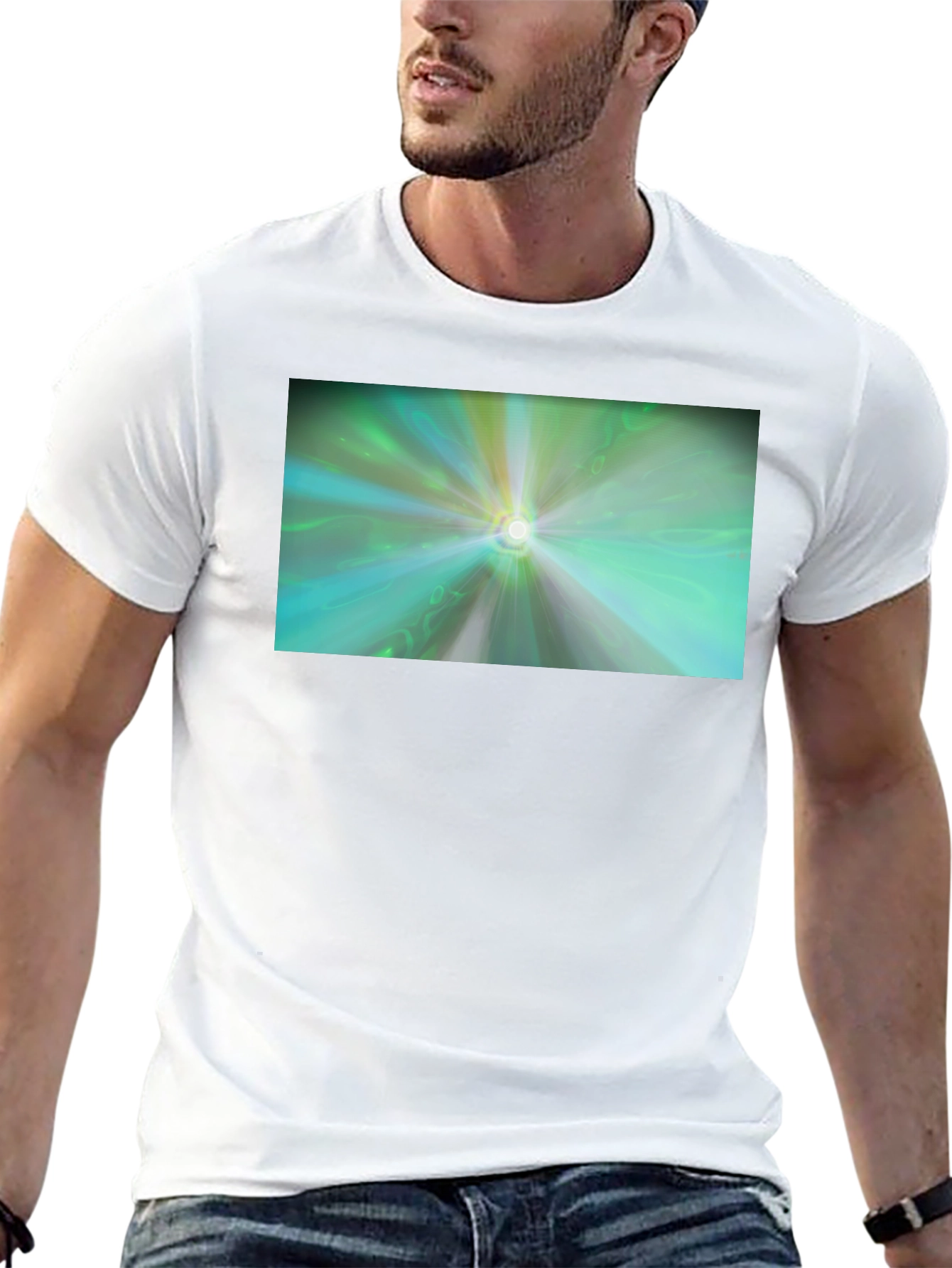 Abstract Light Burst T-Shirt - Black Cotton Blend