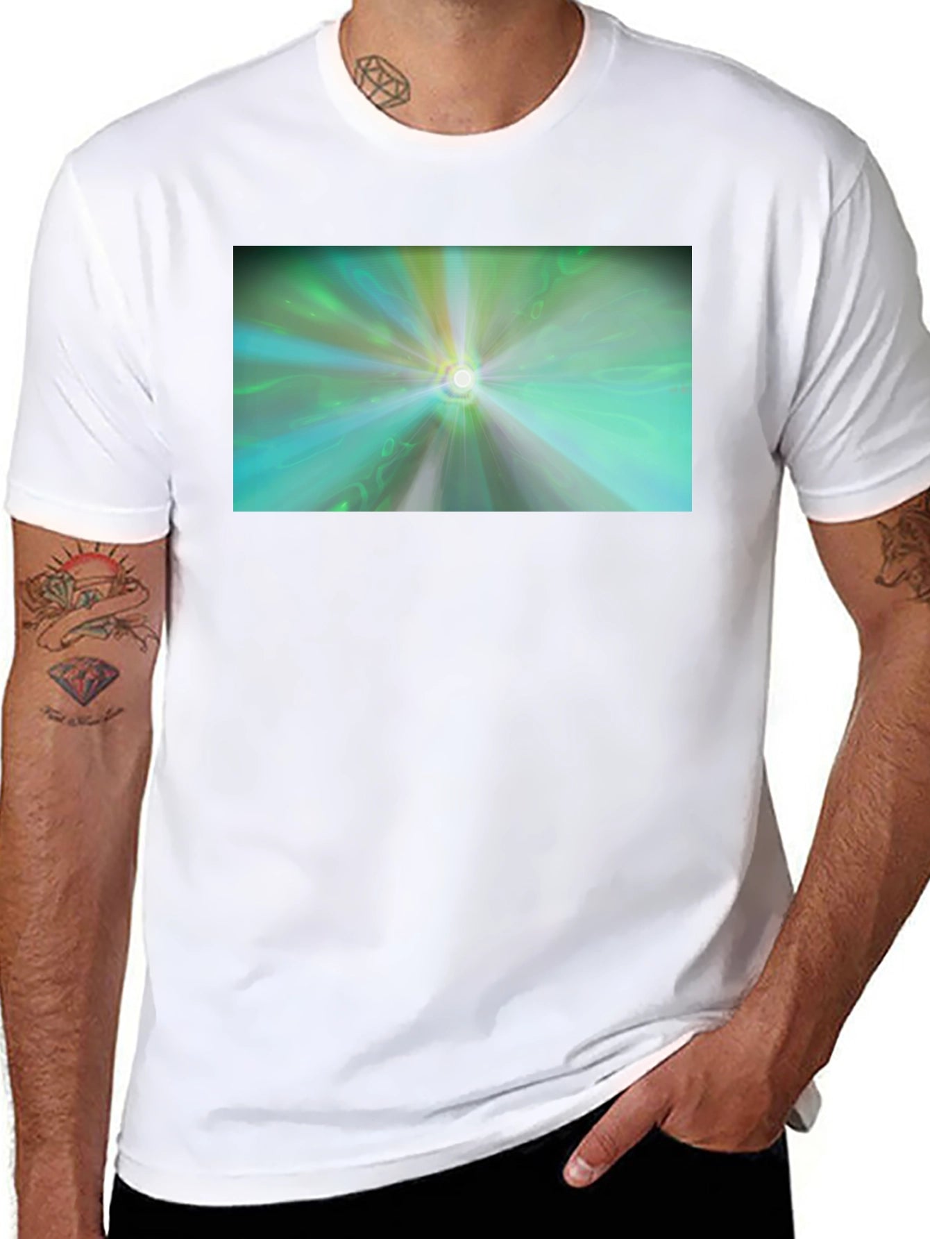 Abstract Light Burst T-Shirt - Black Cotton Blend