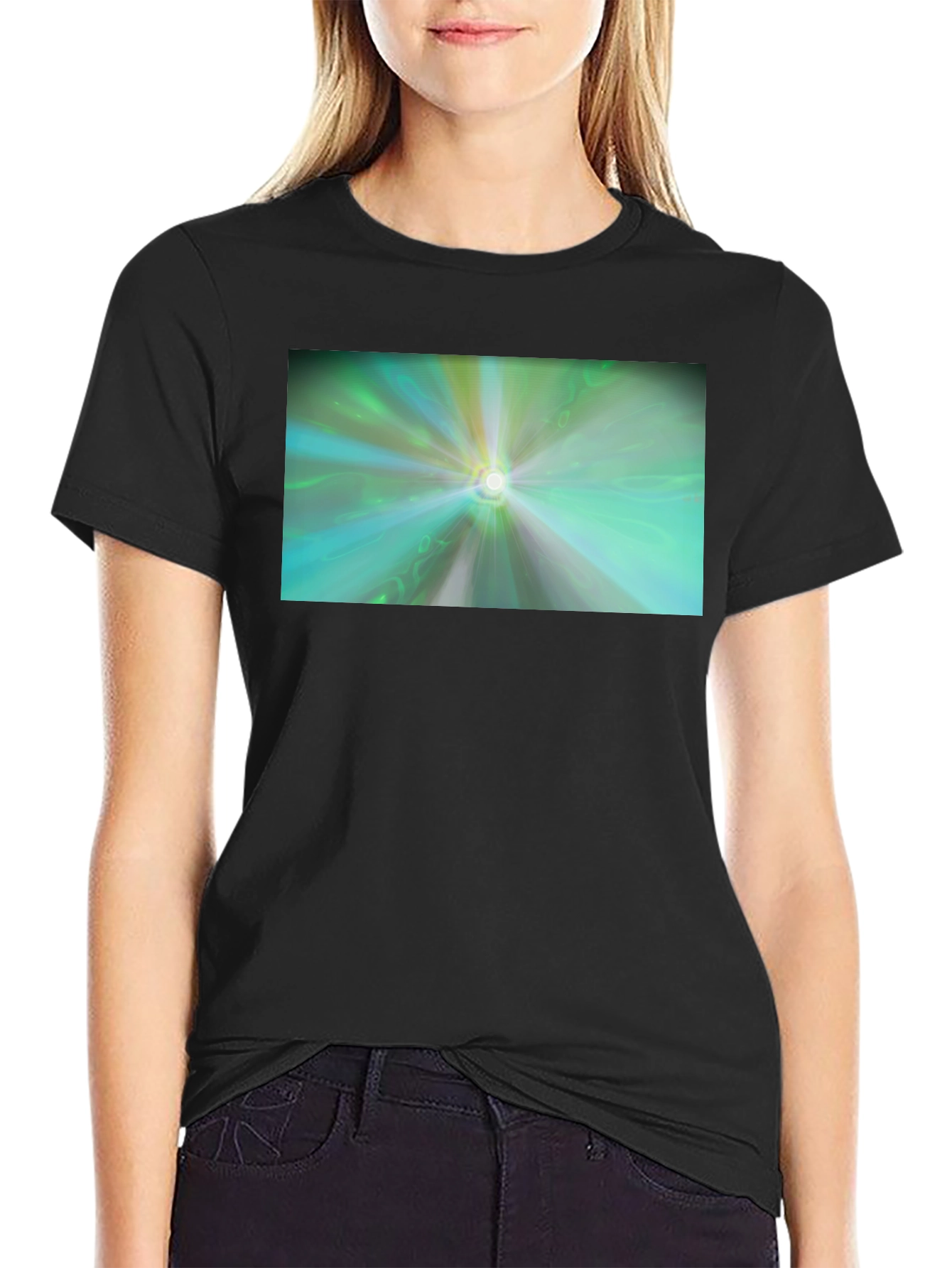 Abstract Light Burst T-Shirt - Black Cotton Blend
