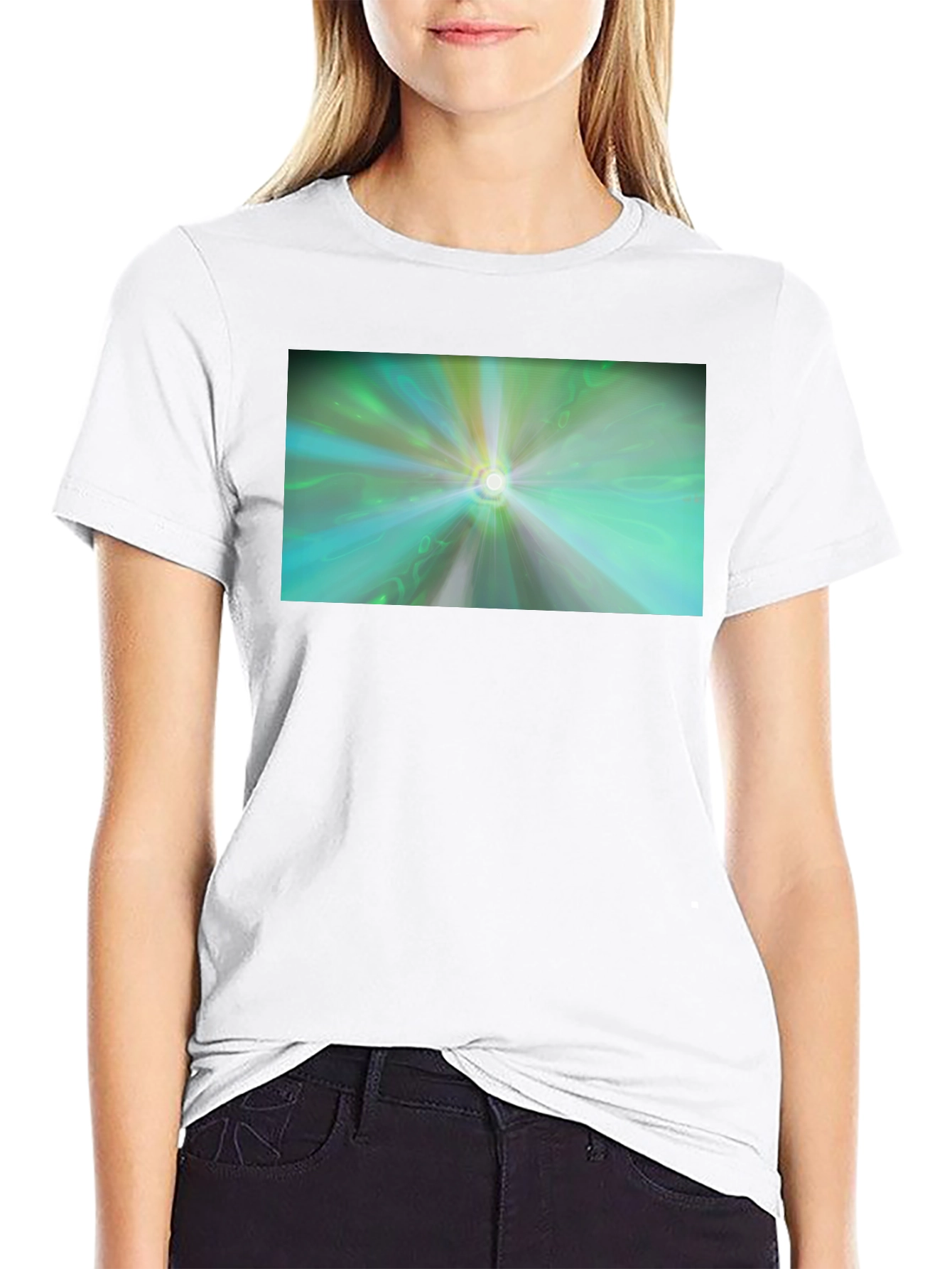 Abstract Light Burst T-Shirt - Black Cotton Blend