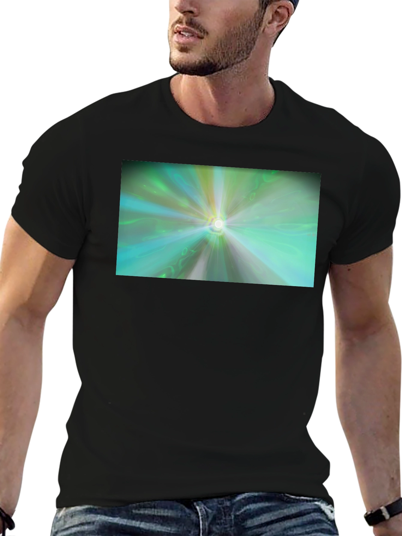 Abstract Light Burst T-Shirt - Black Cotton Blend