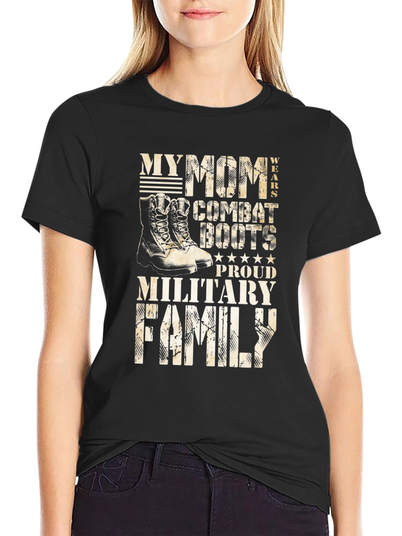 Military Family T-Shirt: My Mom Wears Combat Boots