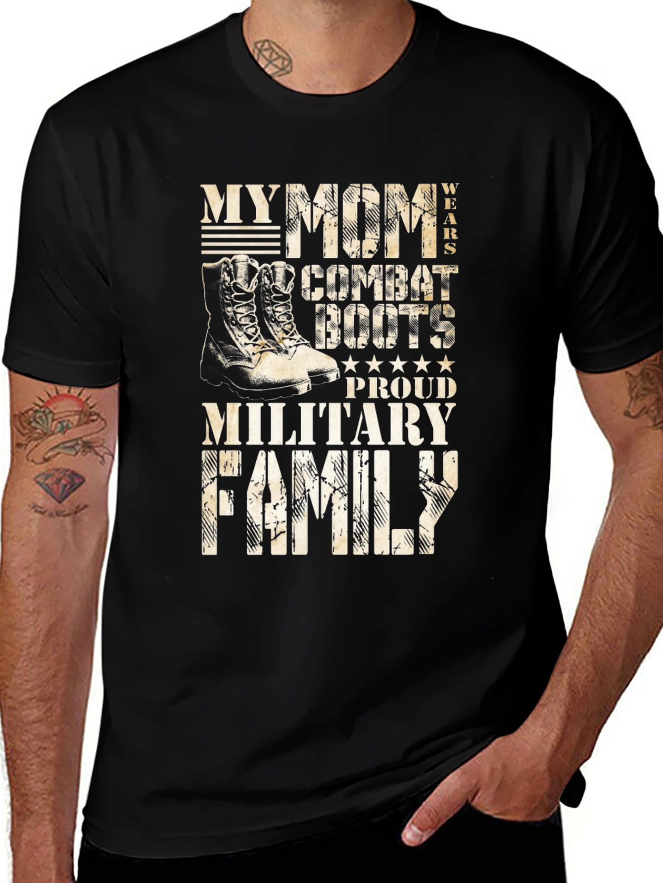 Military Family T-Shirt: My Mom Wears Combat Boots