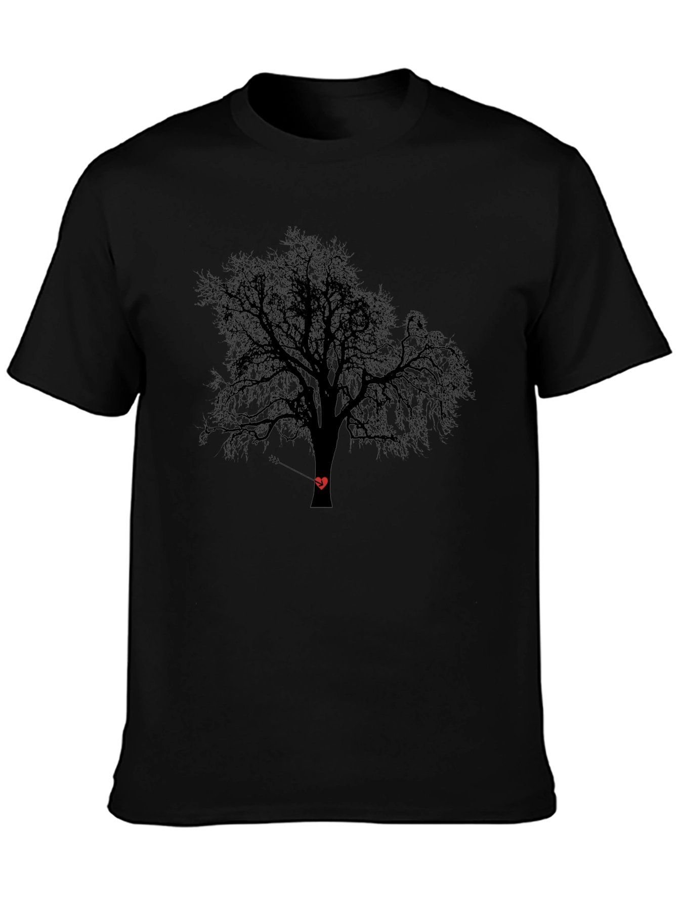 Tree Heart Arrow Black T-Shirt