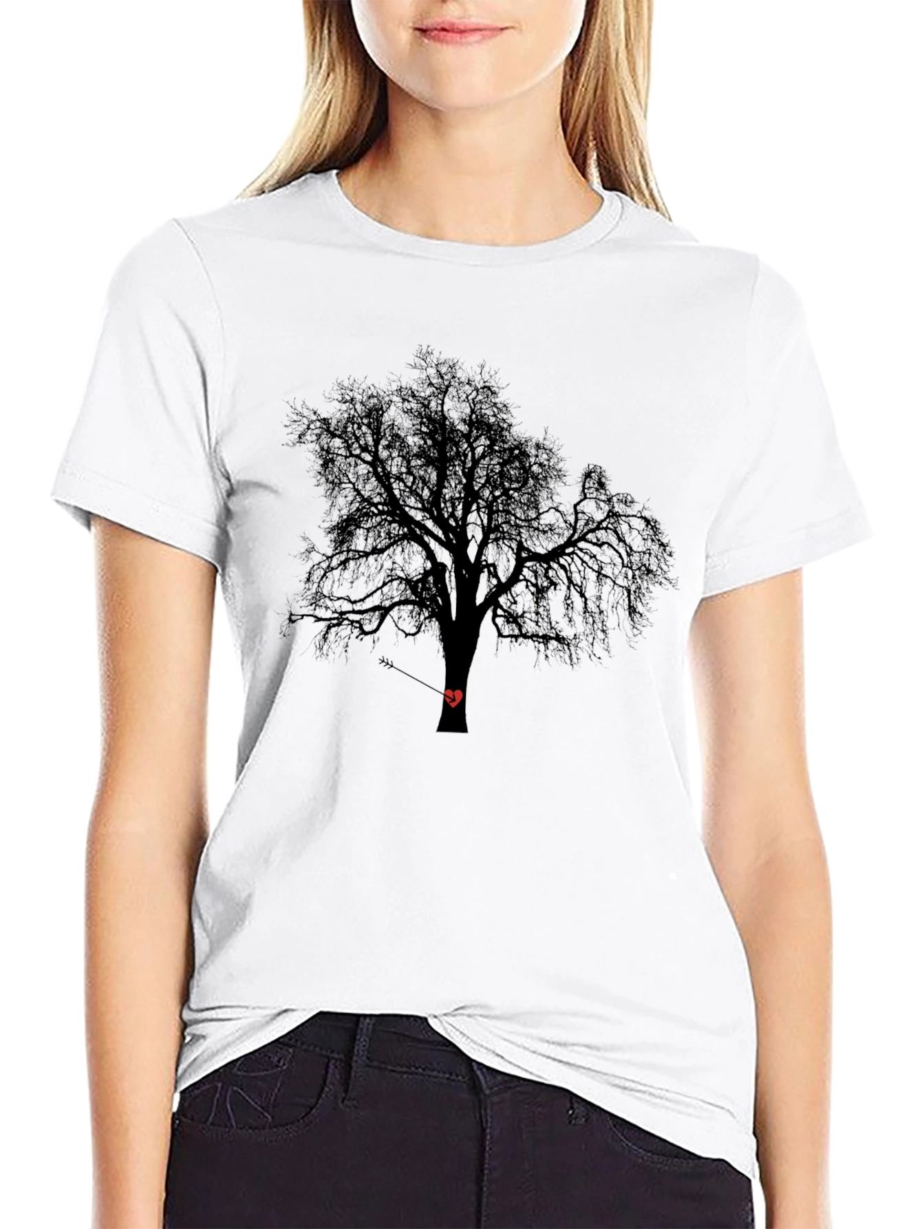 Tree Heart Arrow Black T-Shirt