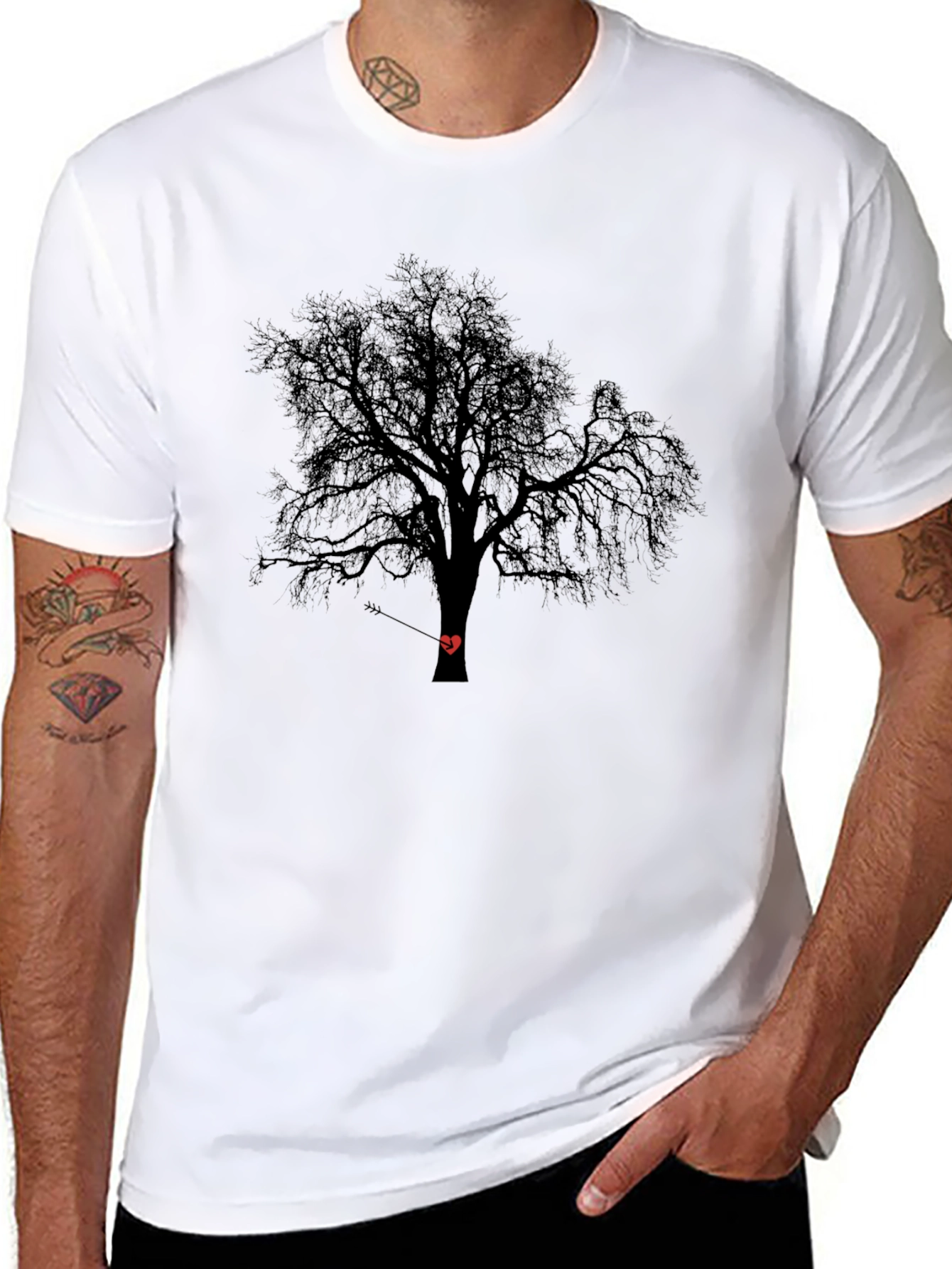 Tree Heart Arrow Black T-Shirt