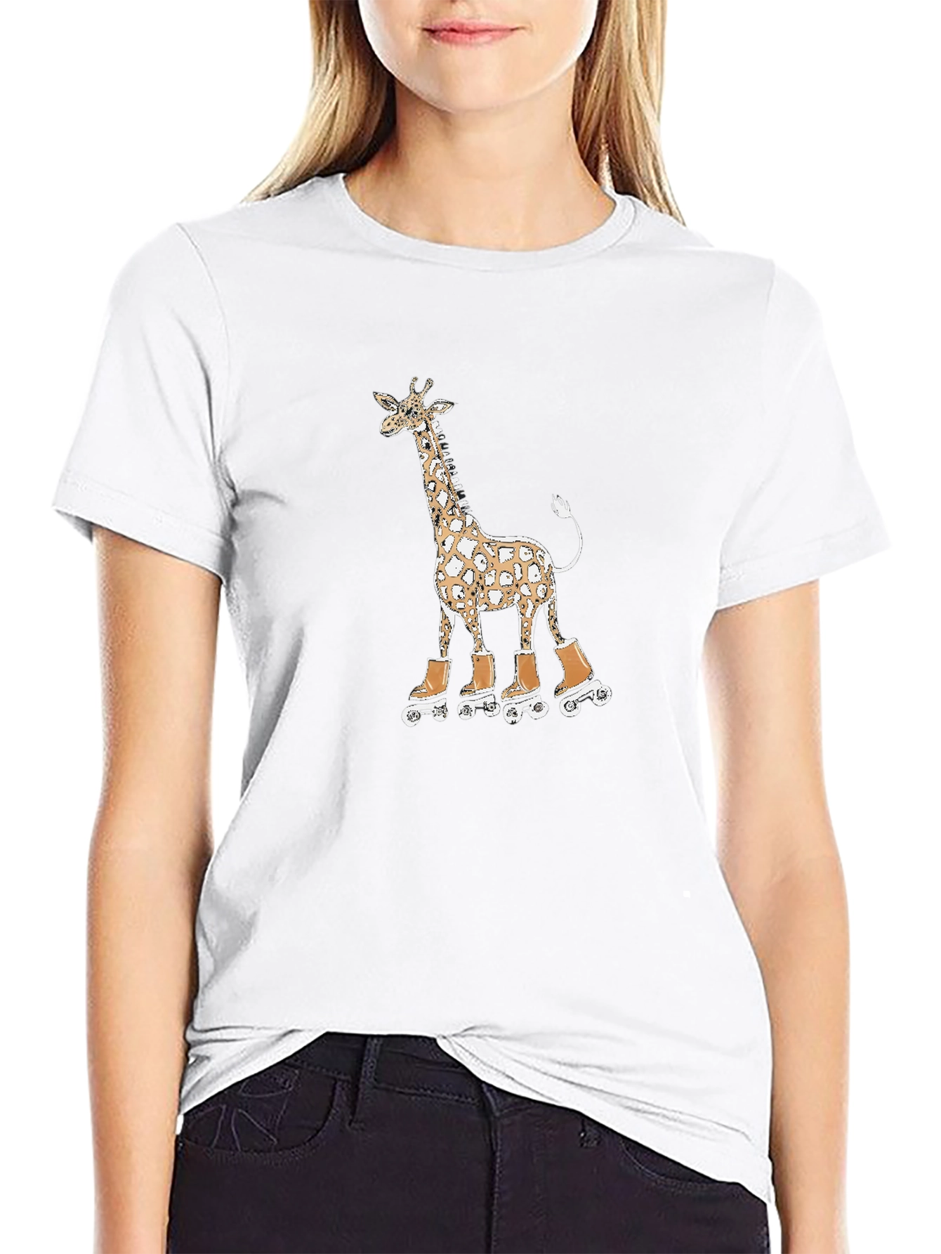 Giraffe on Roller Skates Graphic Tee
