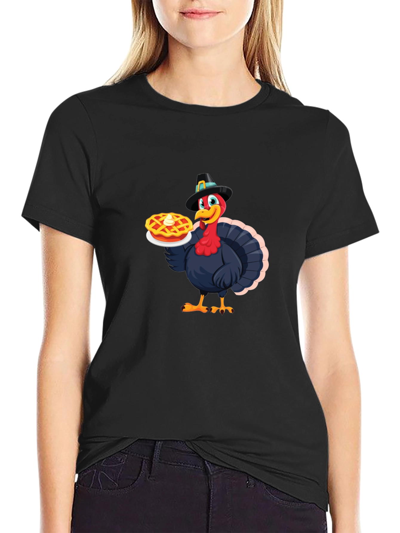 Thanksgiving Turkey Pie T-Shirt - Black