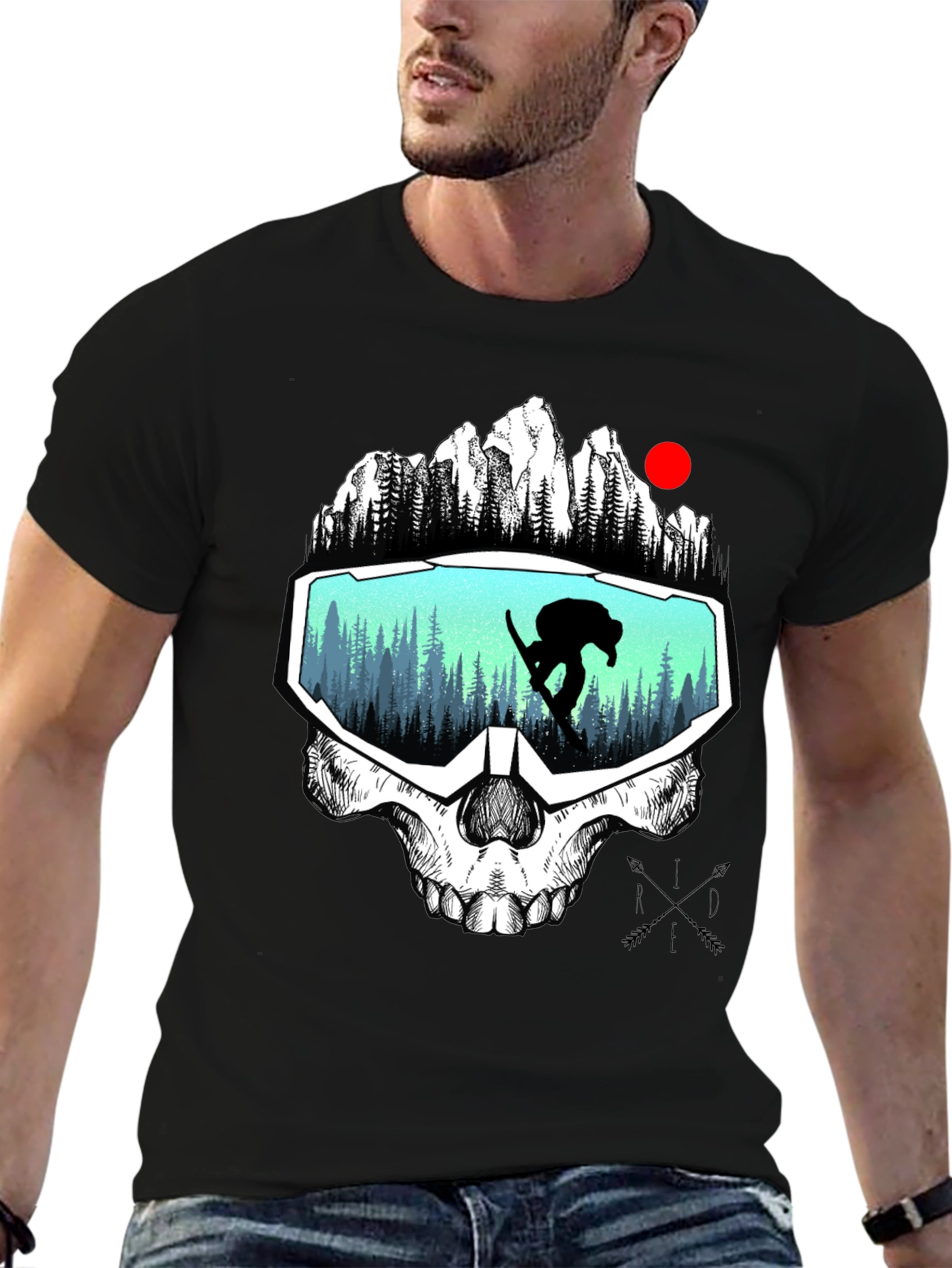 Skull Goggles Graphic Tee - Snowboarder Vision