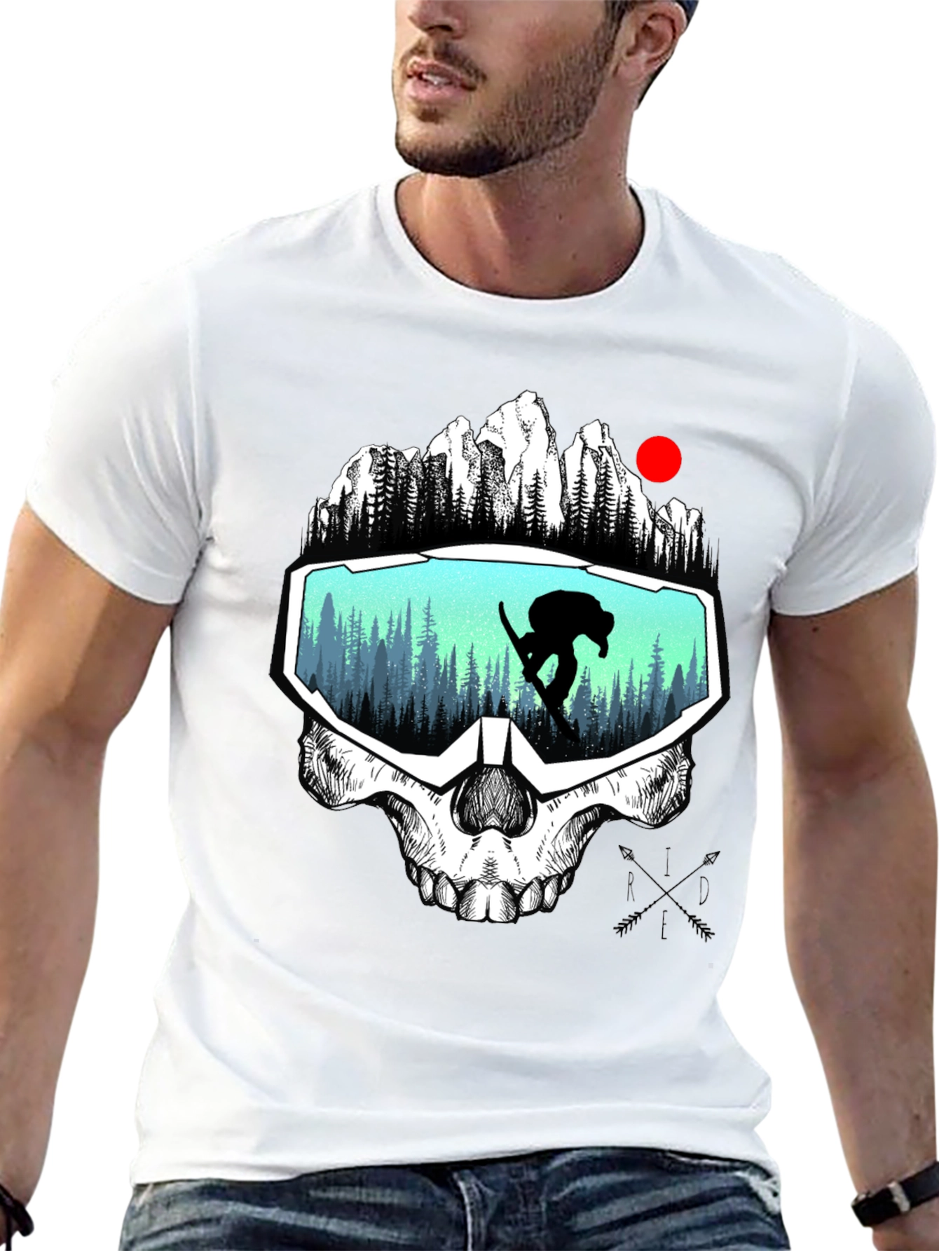 Skull Goggles Graphic Tee - Snowboarder Vision