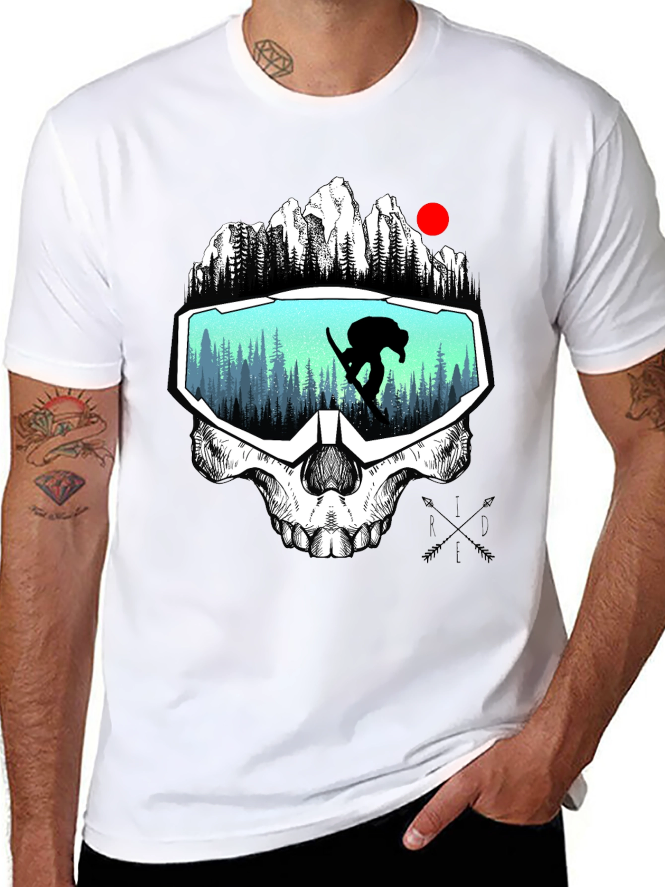 Skull Goggles Graphic Tee - Snowboarder Vision
