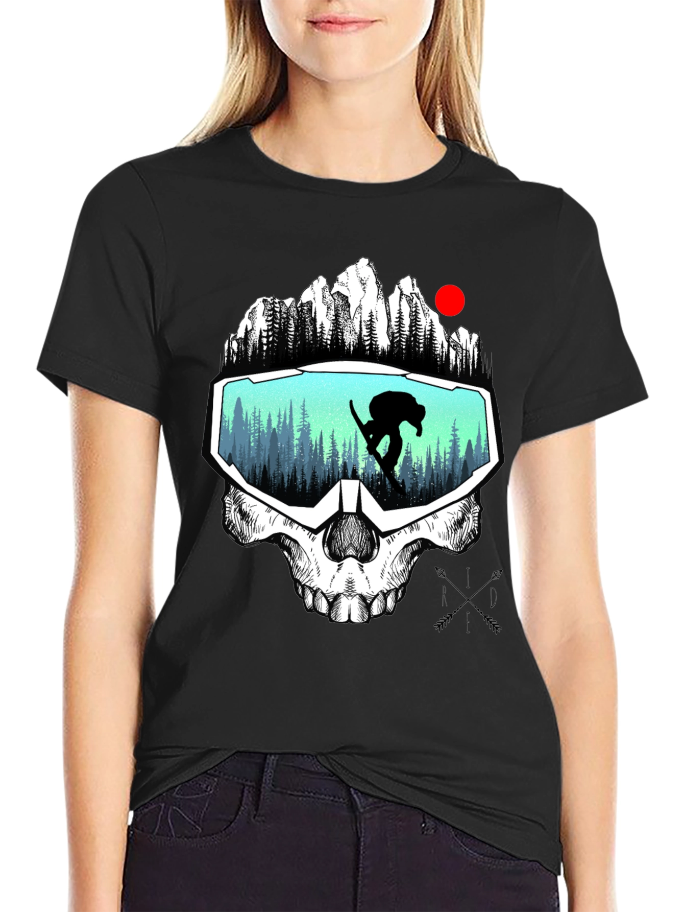 Skull Goggles Graphic Tee - Snowboarder Vision