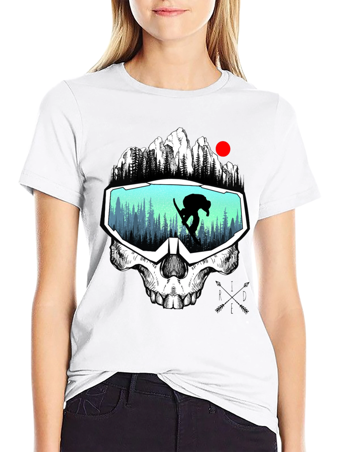 Skull Goggles Graphic Tee - Snowboarder Vision