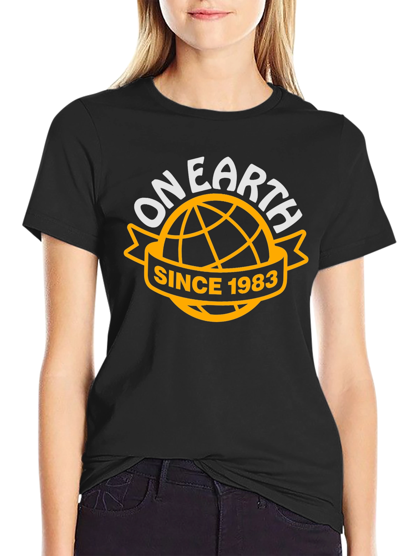 On Earth Since 1983 Black T-Shirt