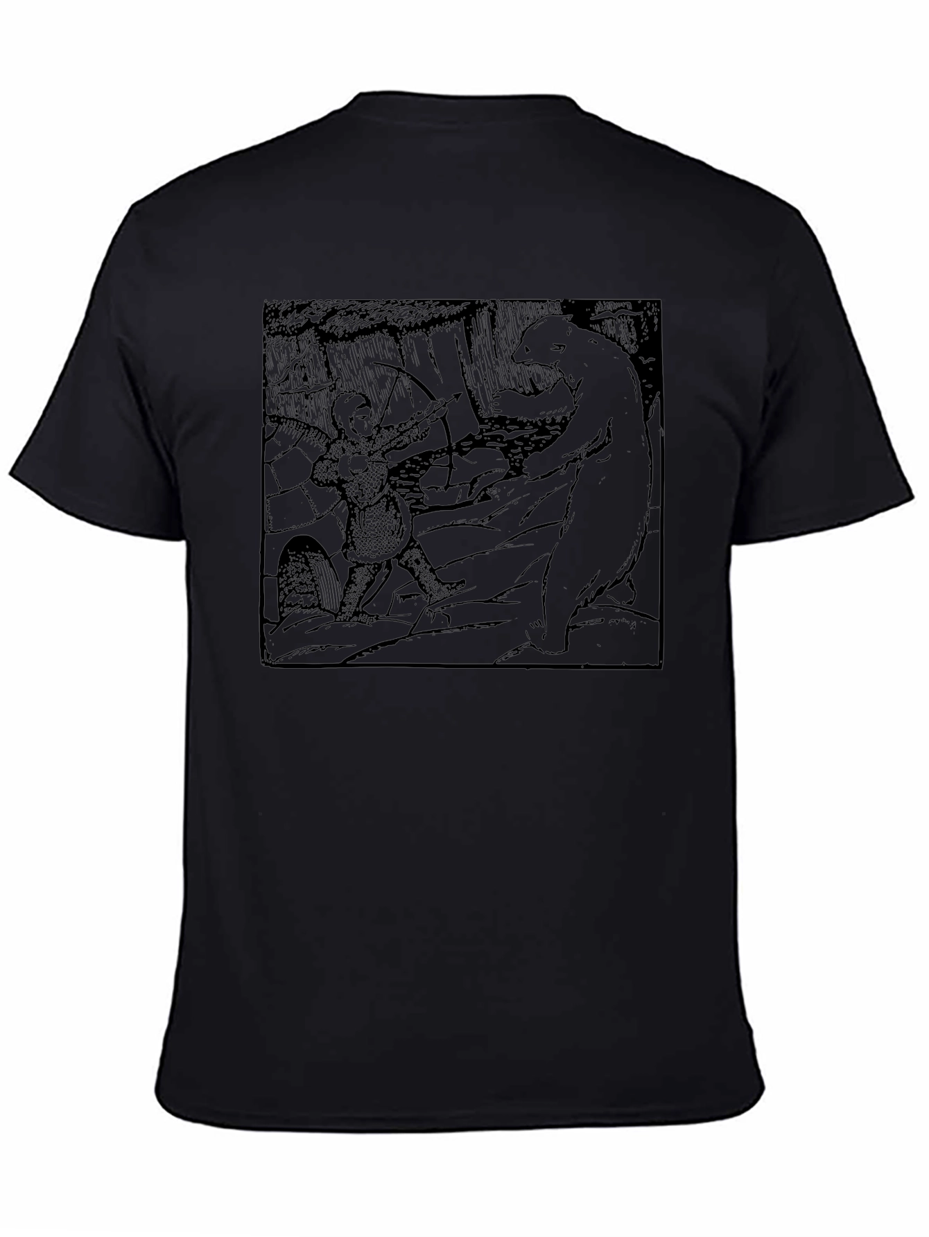 Archer vs Bear Graphic Tee - Black Cotton Blend