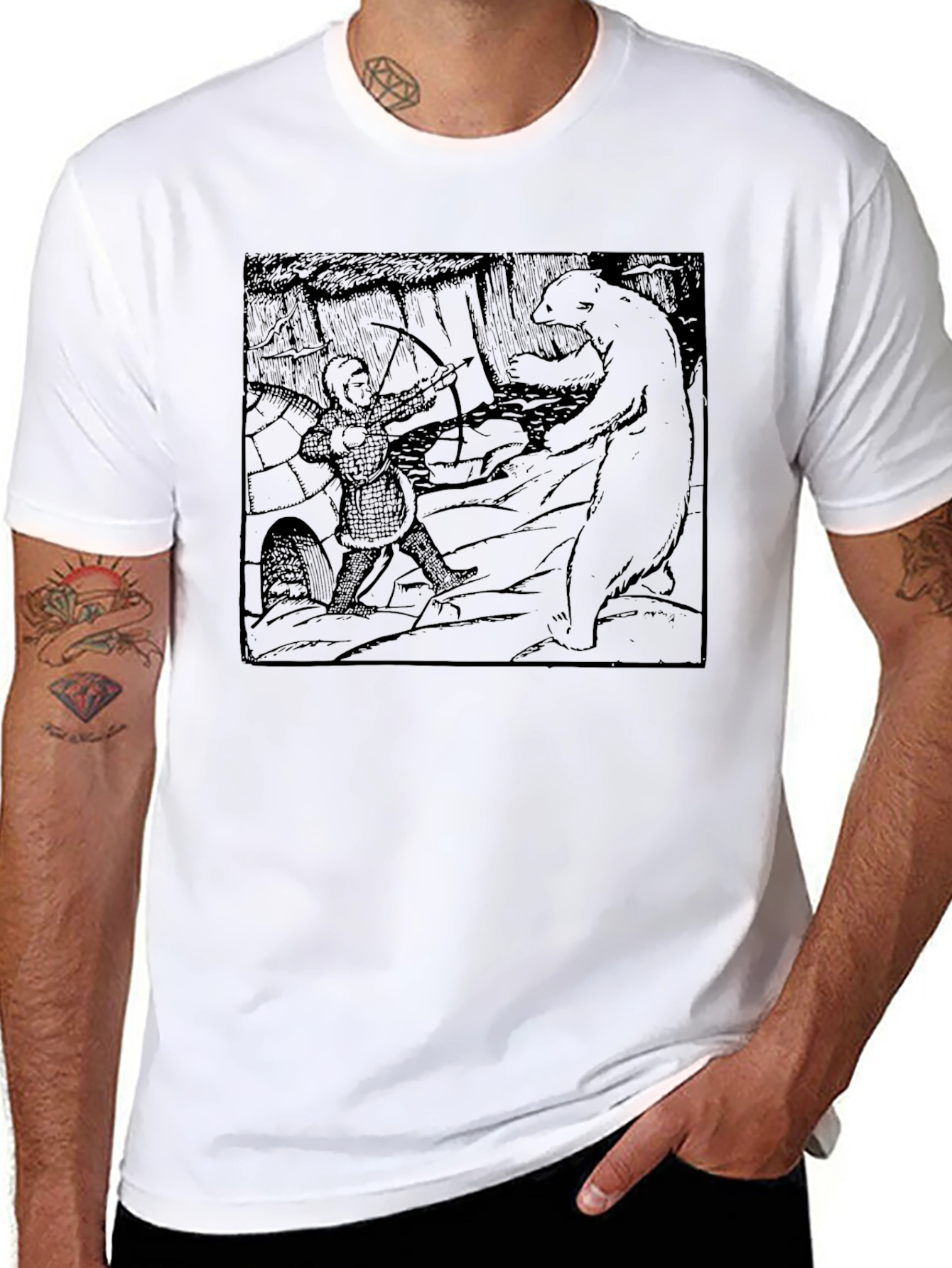 Archer vs Bear Graphic Tee - Black Cotton Blend