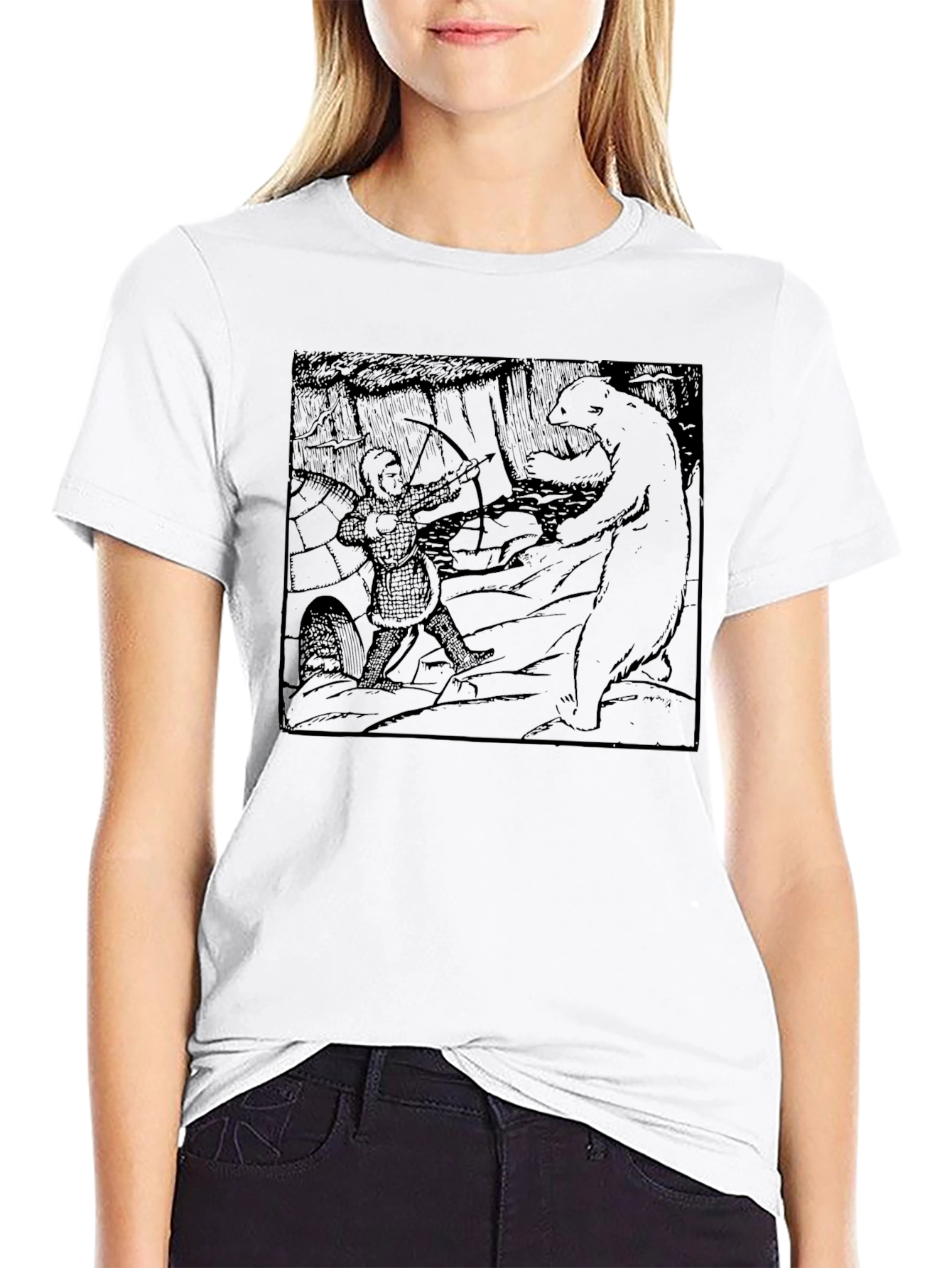 Archer vs Bear Graphic Tee - Black Cotton Blend