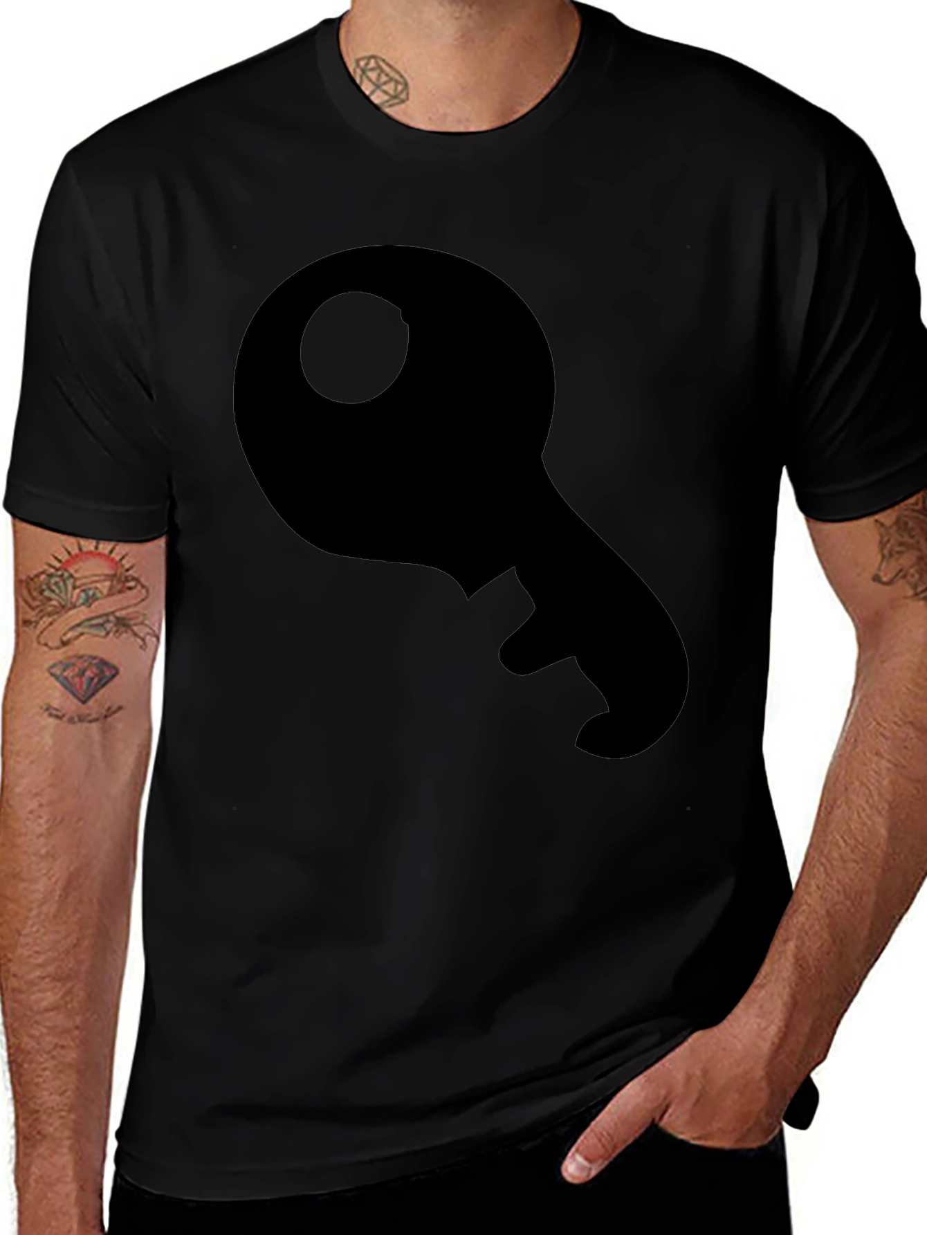 Key Graphic Tee - Black Cotton Casual Shirt