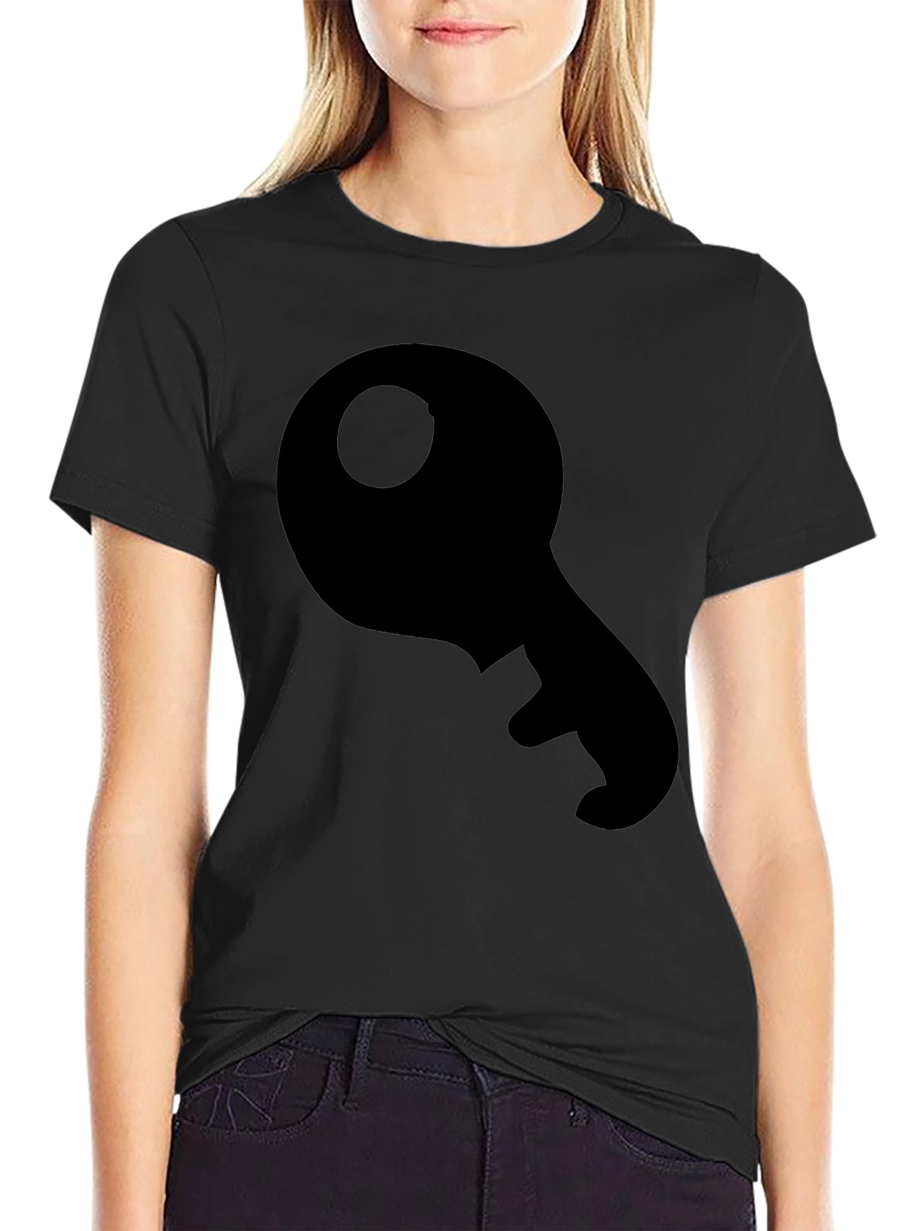 Key Graphic Tee - Black Cotton Casual Shirt