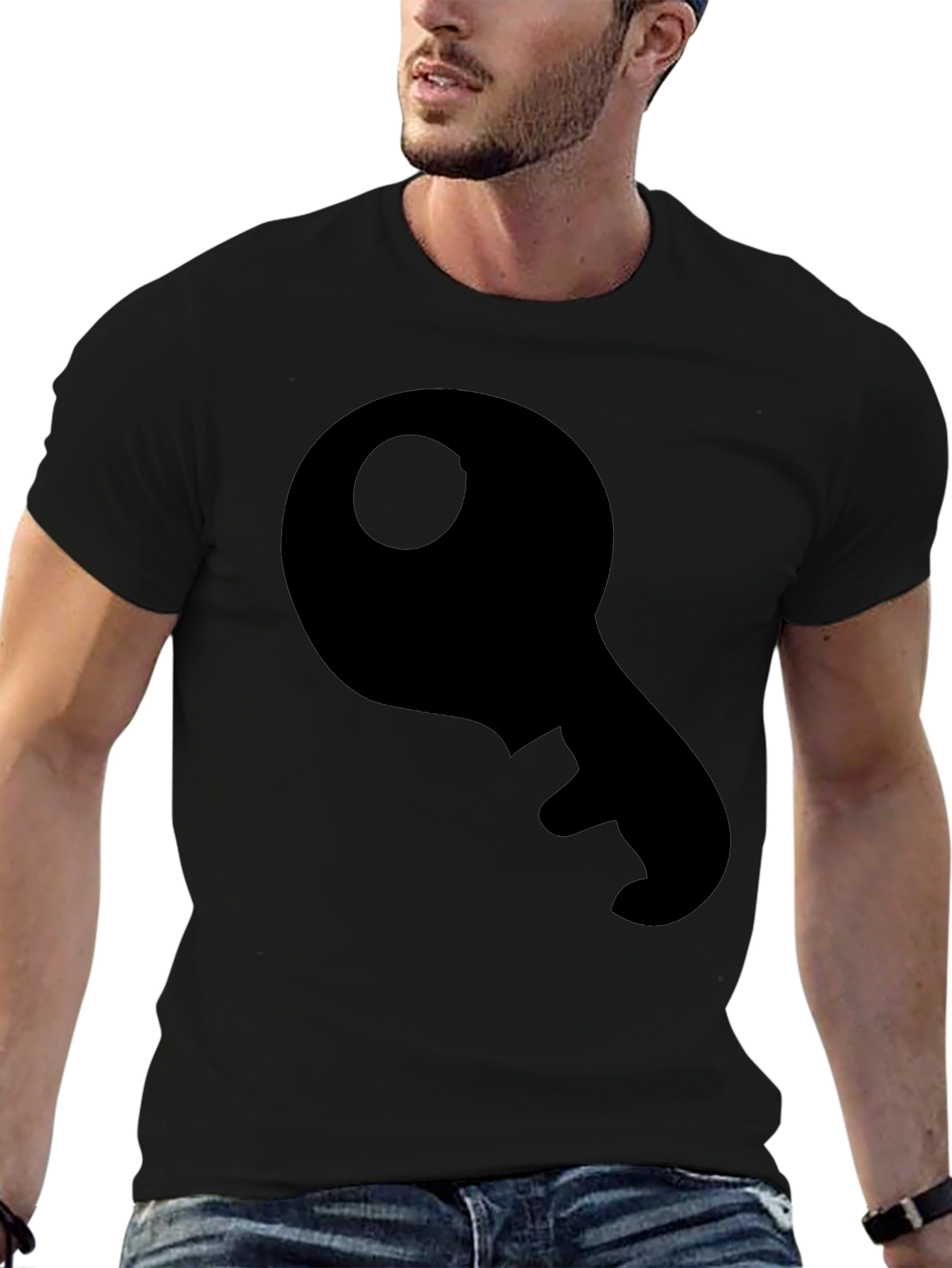 Key Graphic Tee - Black Cotton Casual Shirt