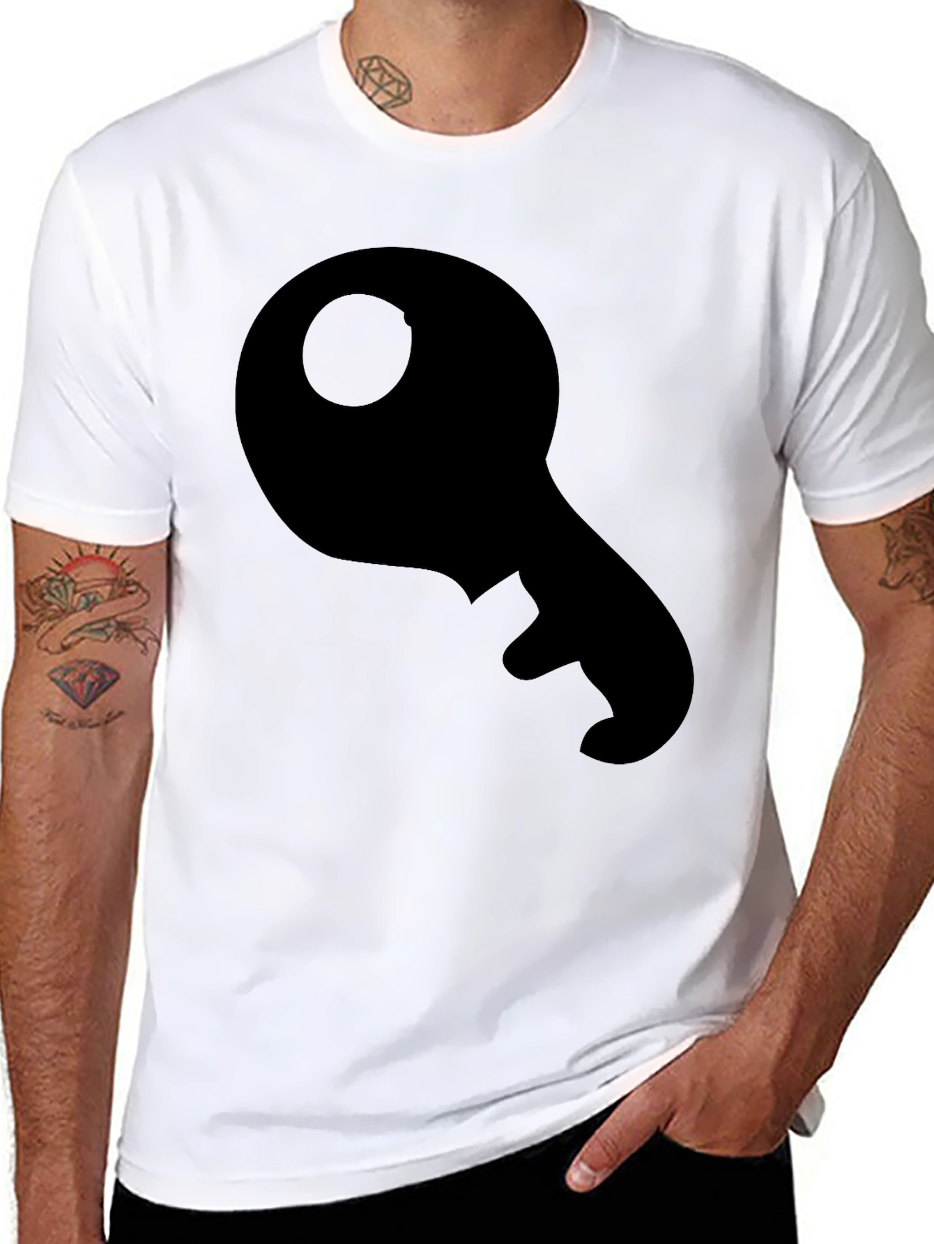 Key Graphic Tee - Black Cotton Casual Shirt