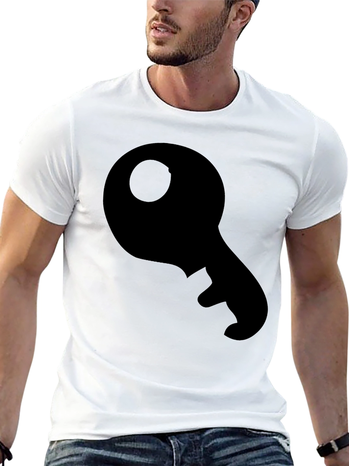 Key Graphic Tee - Black Cotton Casual Shirt