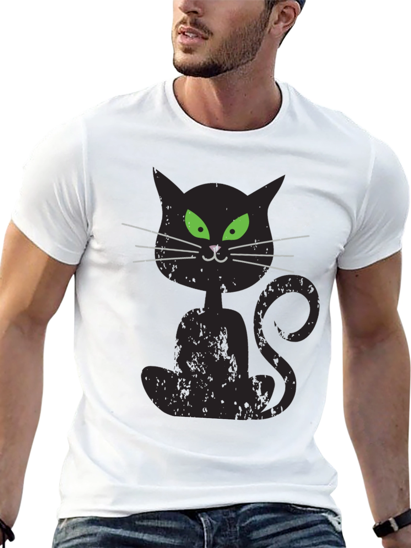 Spooky Black Cat Graphic T-Shirt