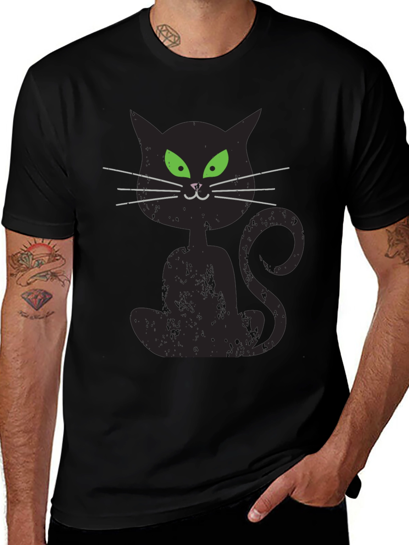 Spooky Black Cat Graphic T-Shirt