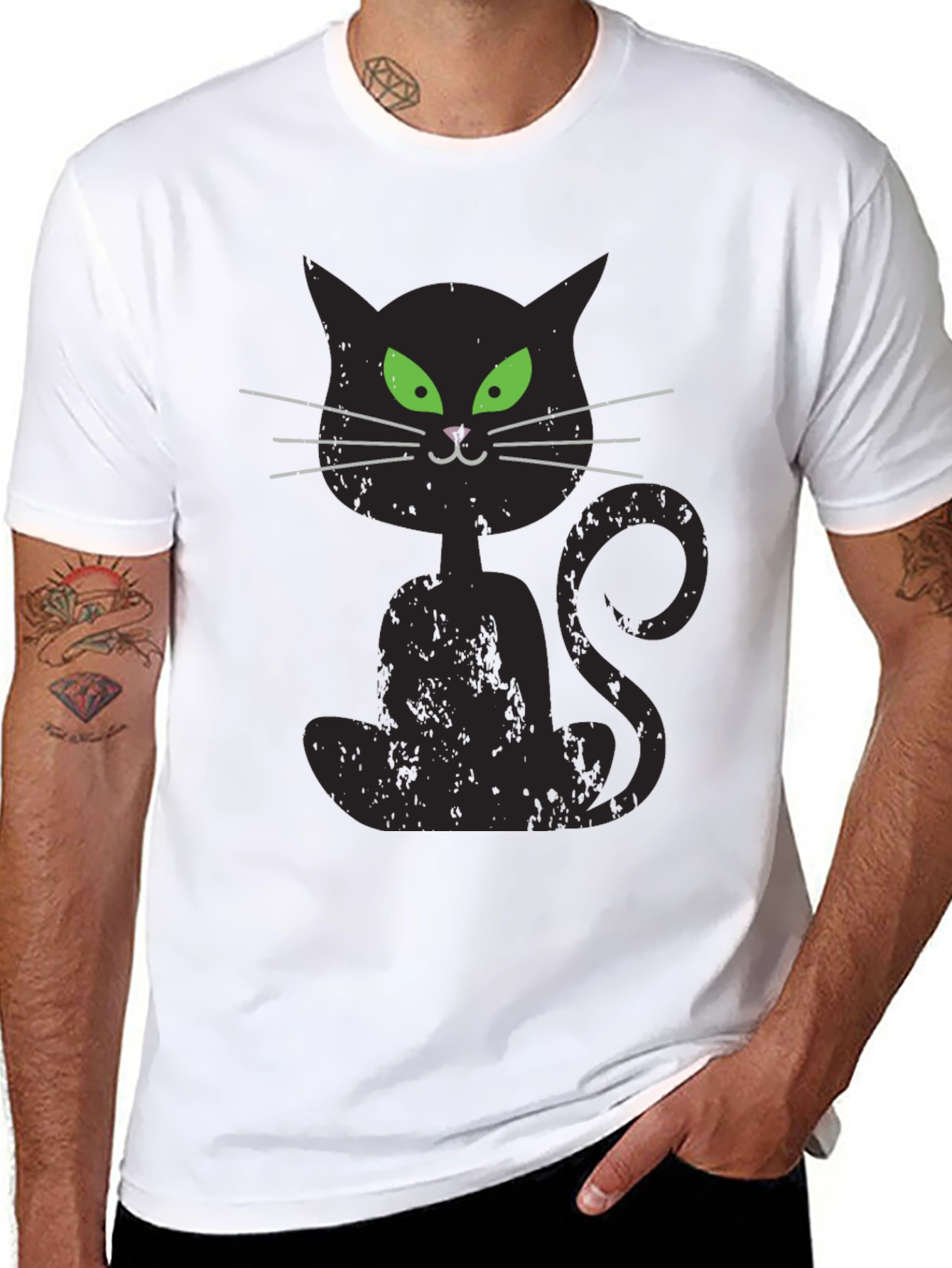 Spooky Black Cat Graphic T-Shirt