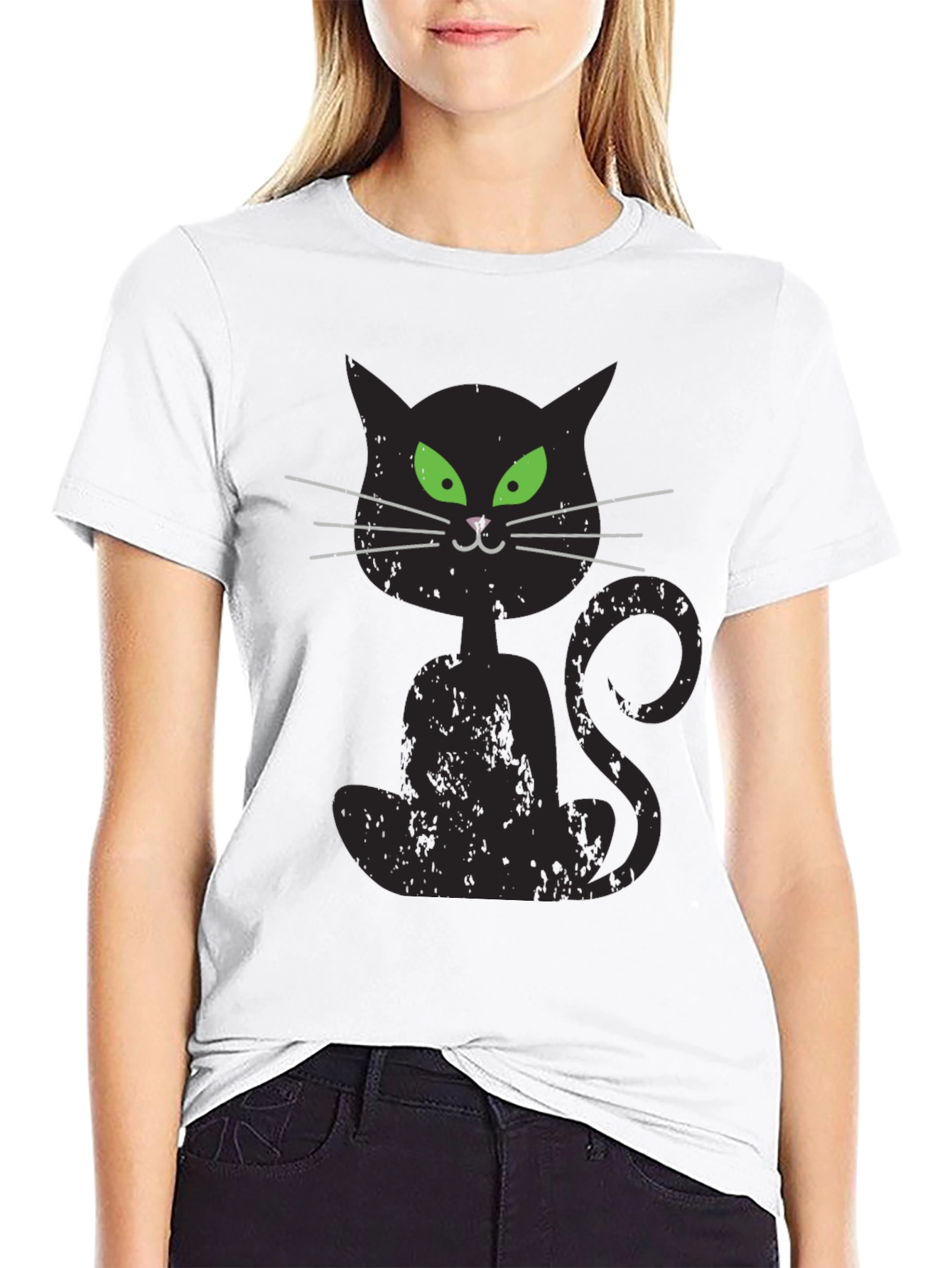 Spooky Black Cat Graphic T-Shirt