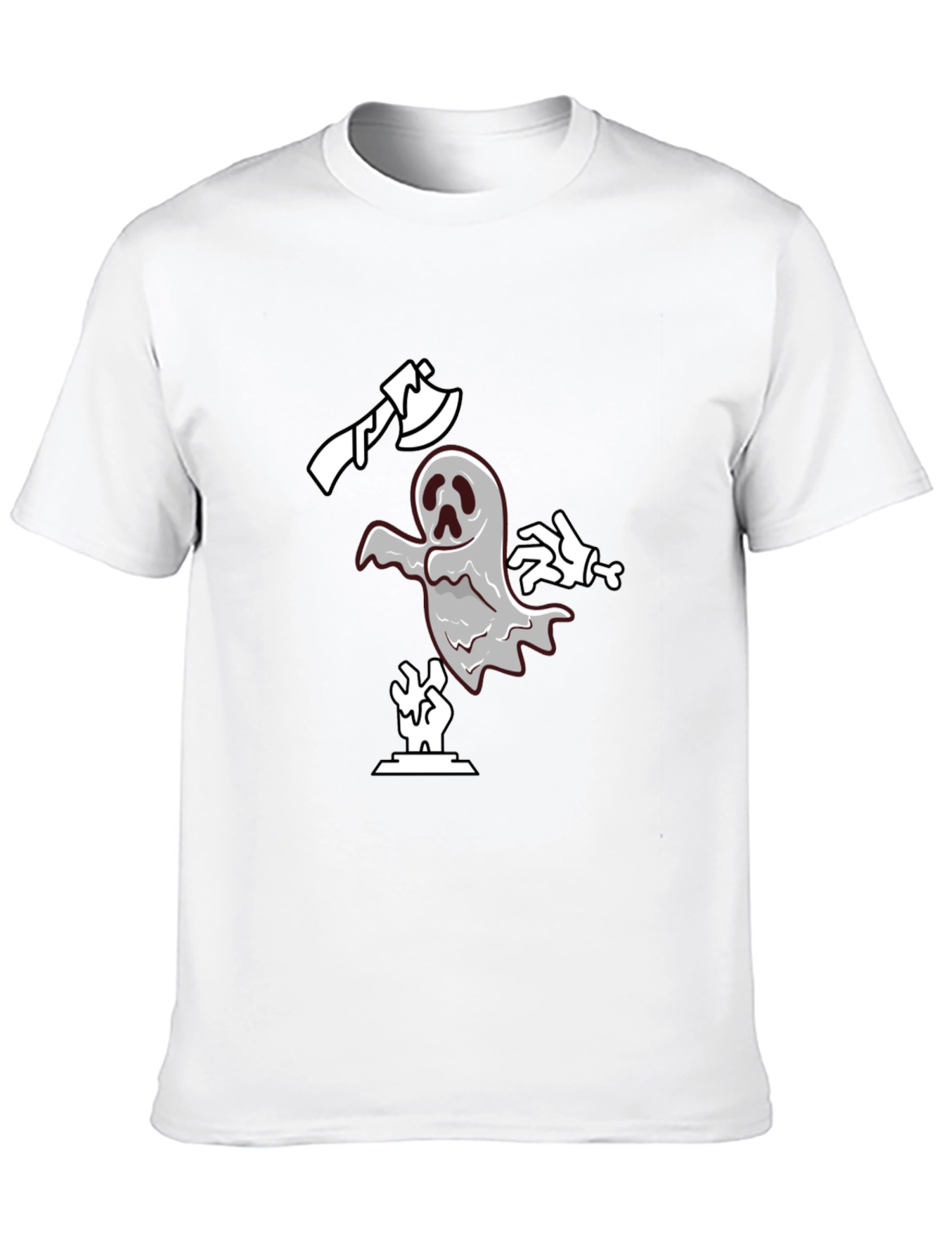 Spooky Ghost Graphic Tee - Black Cotton T-Shirt