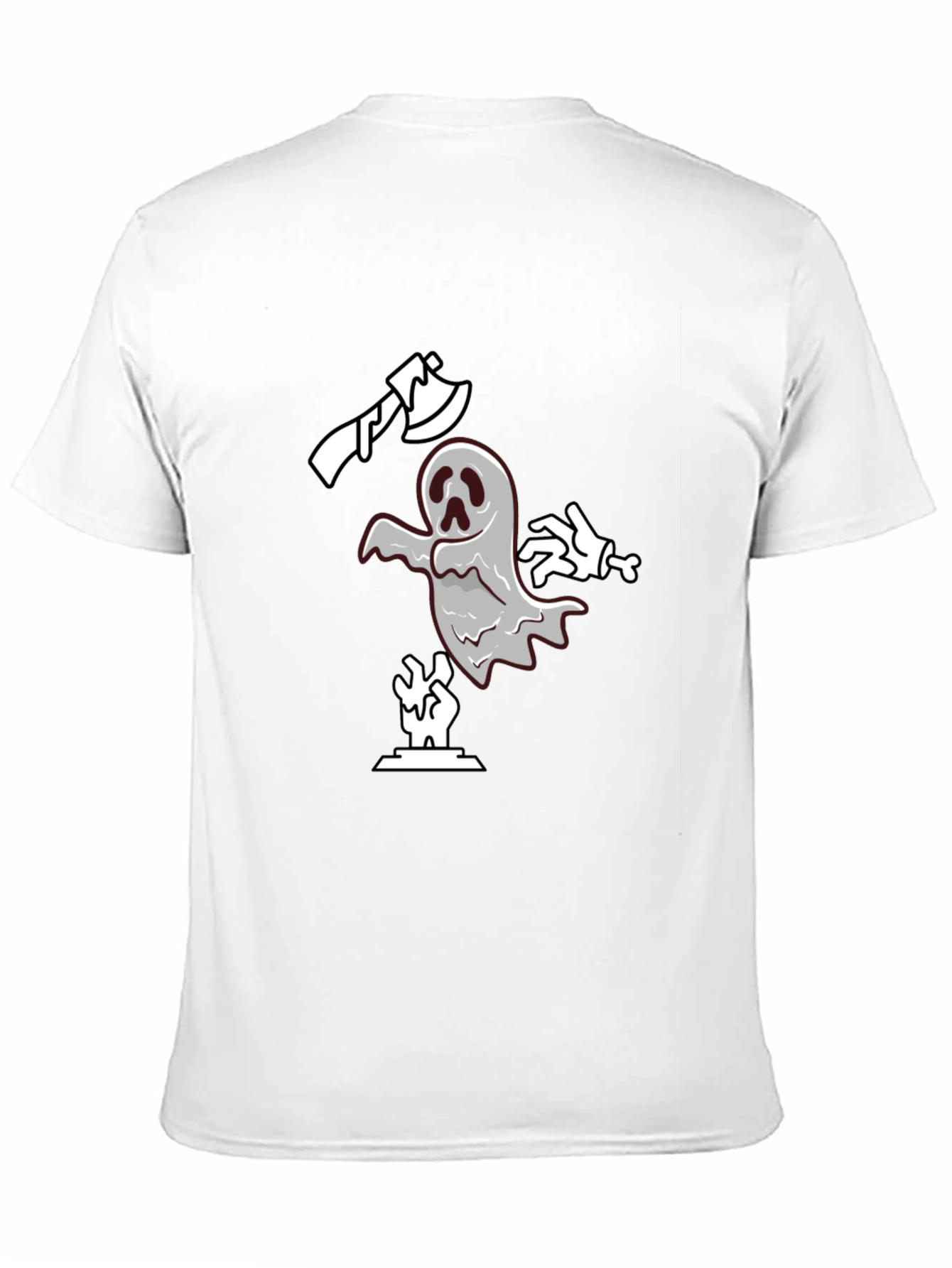 Spooky Ghost Graphic Tee - Black Cotton T-Shirt