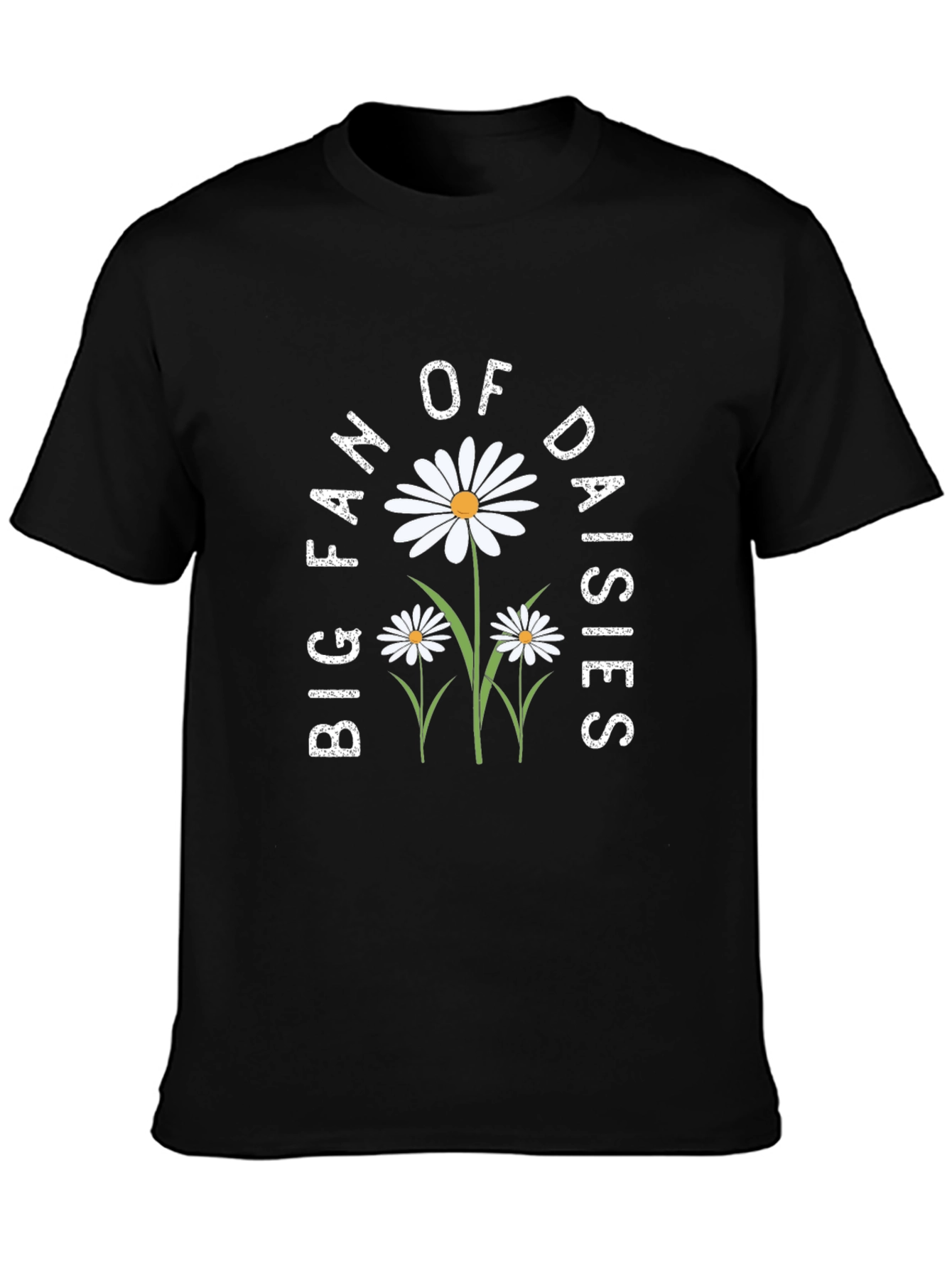 Big Fan of Daisies Black T-Shirt