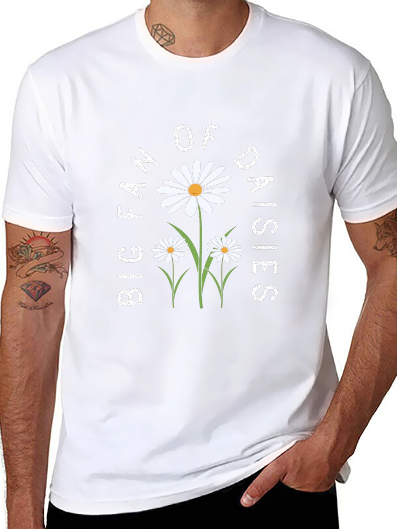 Big Fan of Daisies Black T-Shirt