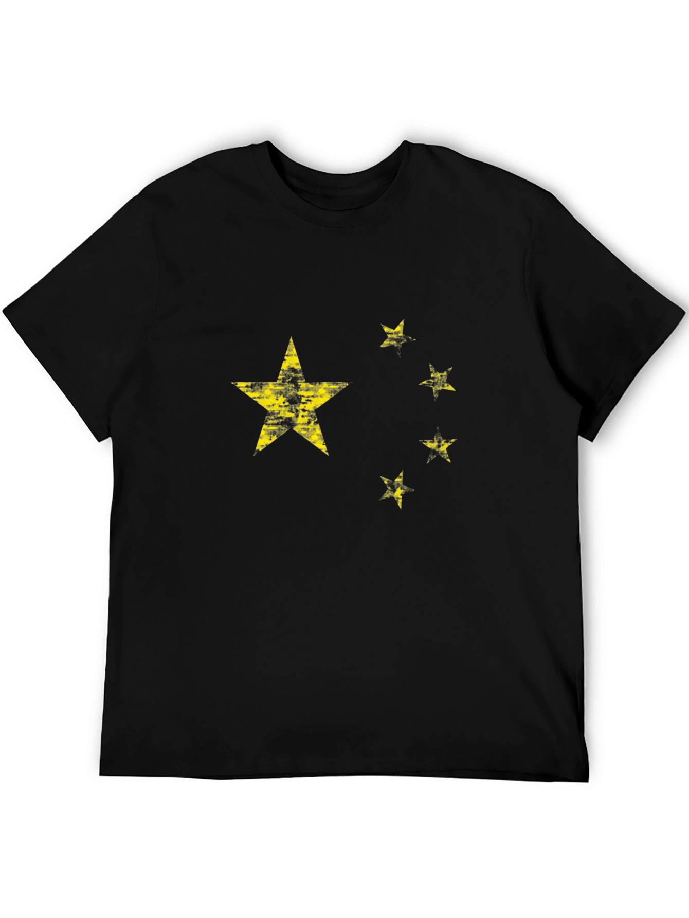 China Flag Distressed Graphic Black T-Shirt