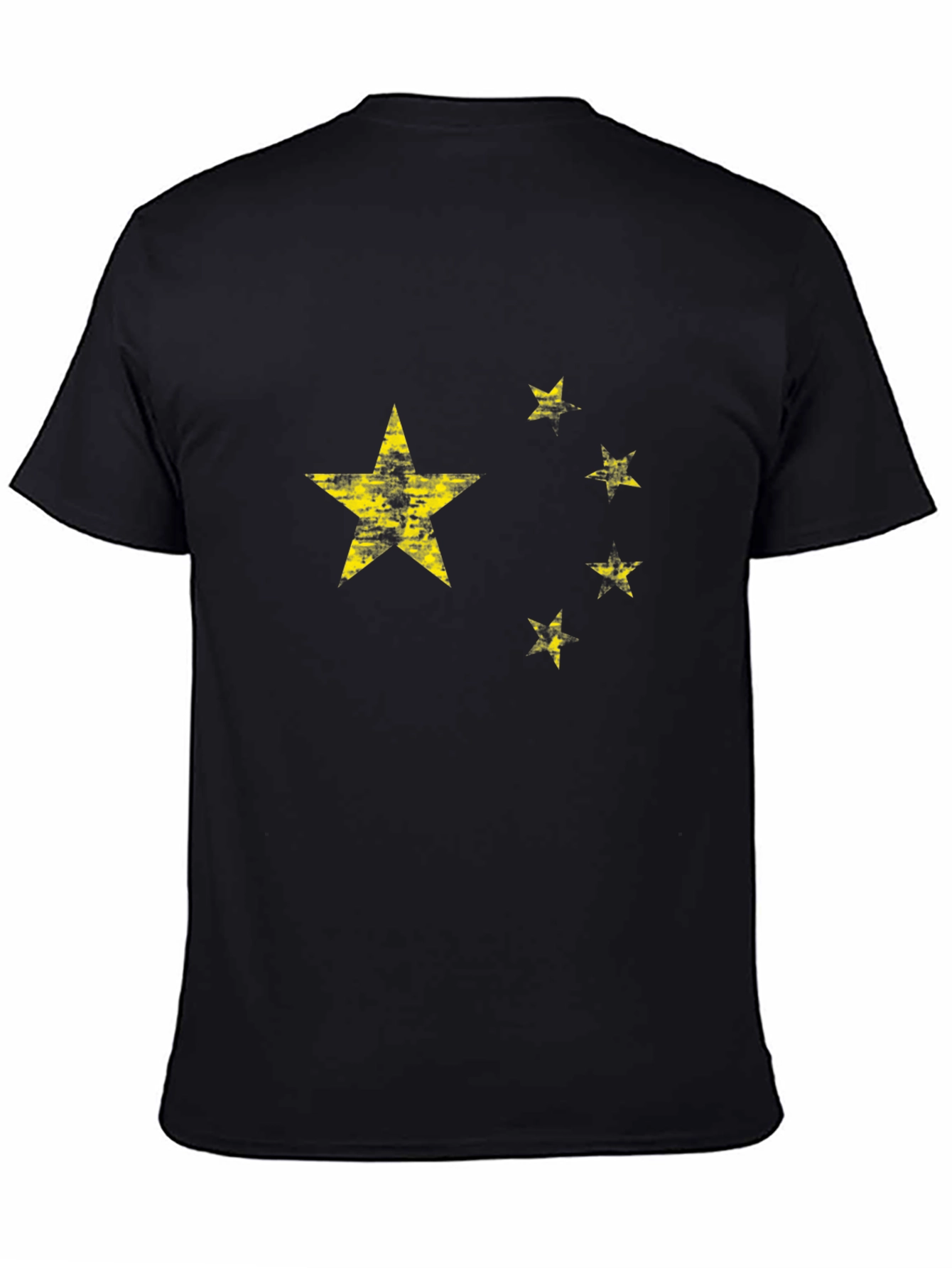China Flag Distressed Graphic Black T-Shirt