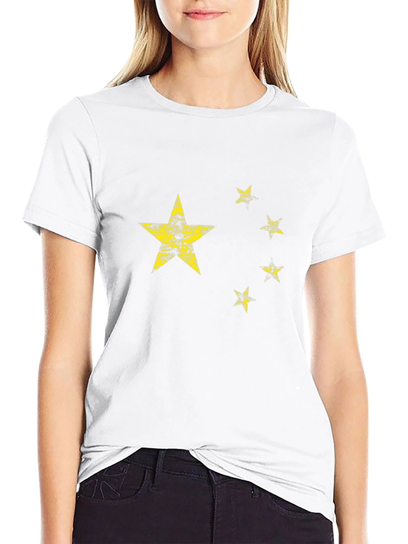 China Flag Distressed Graphic Black T-Shirt