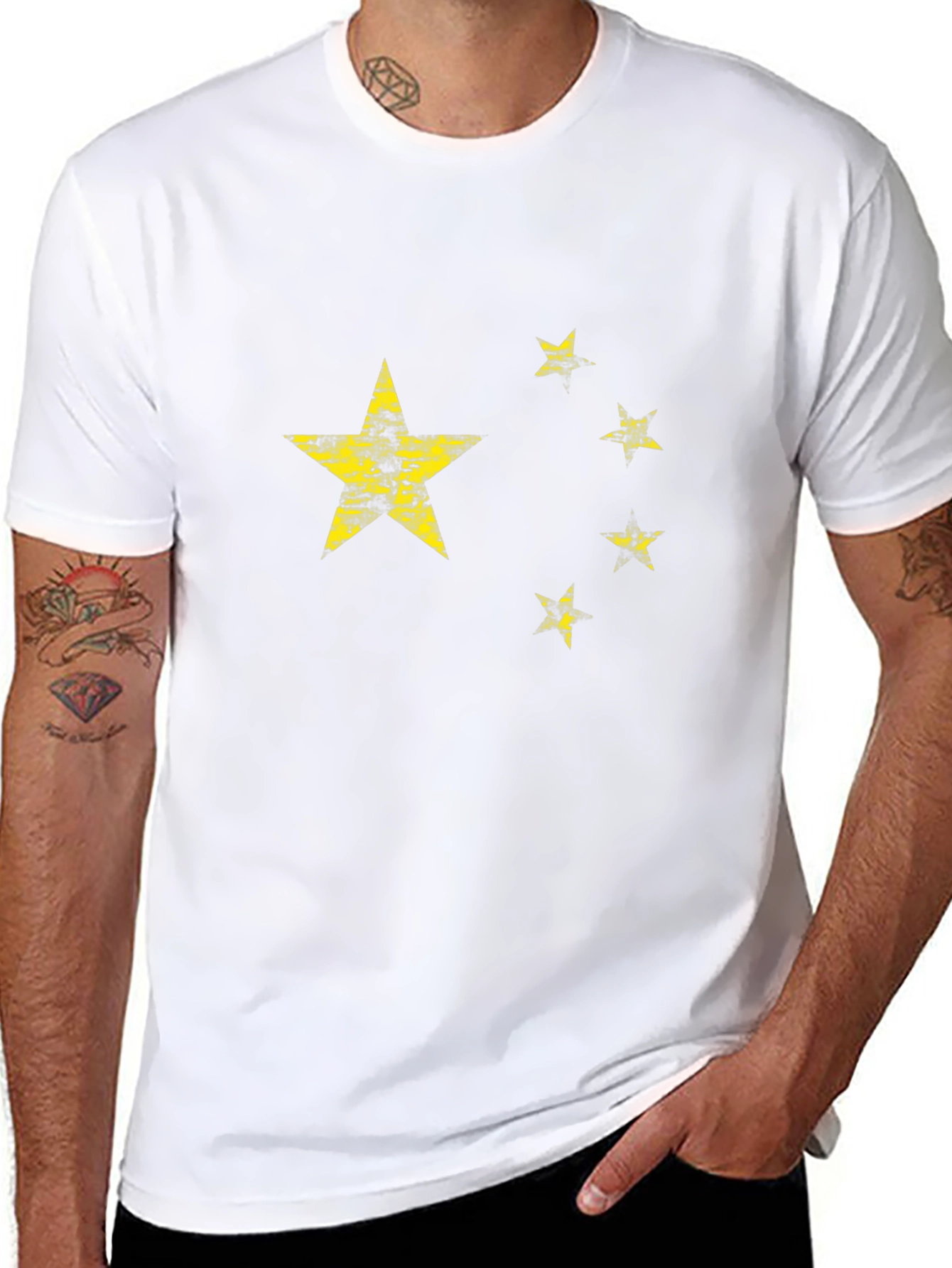 China Flag Distressed Graphic Black T-Shirt