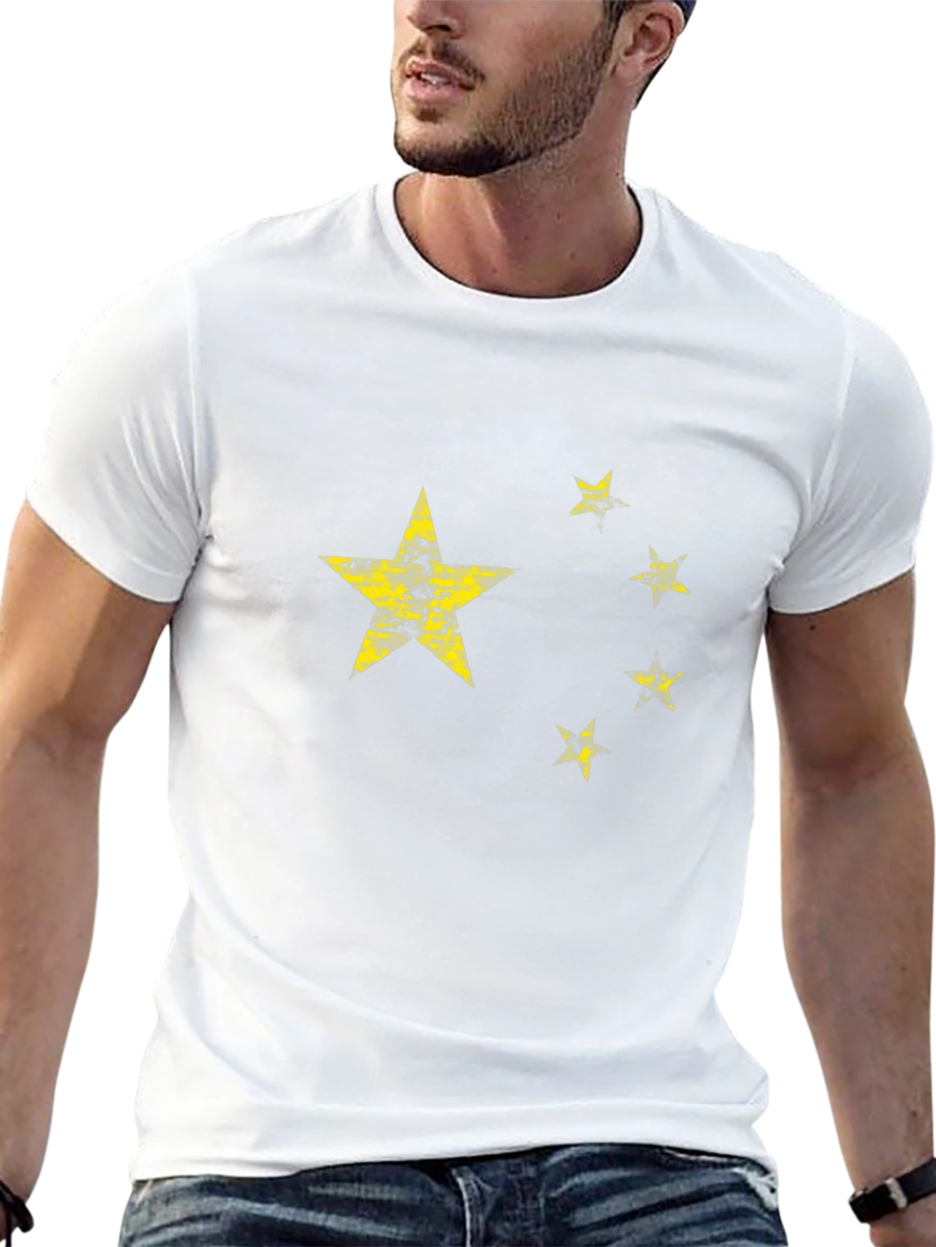 China Flag Distressed Graphic Black T-Shirt