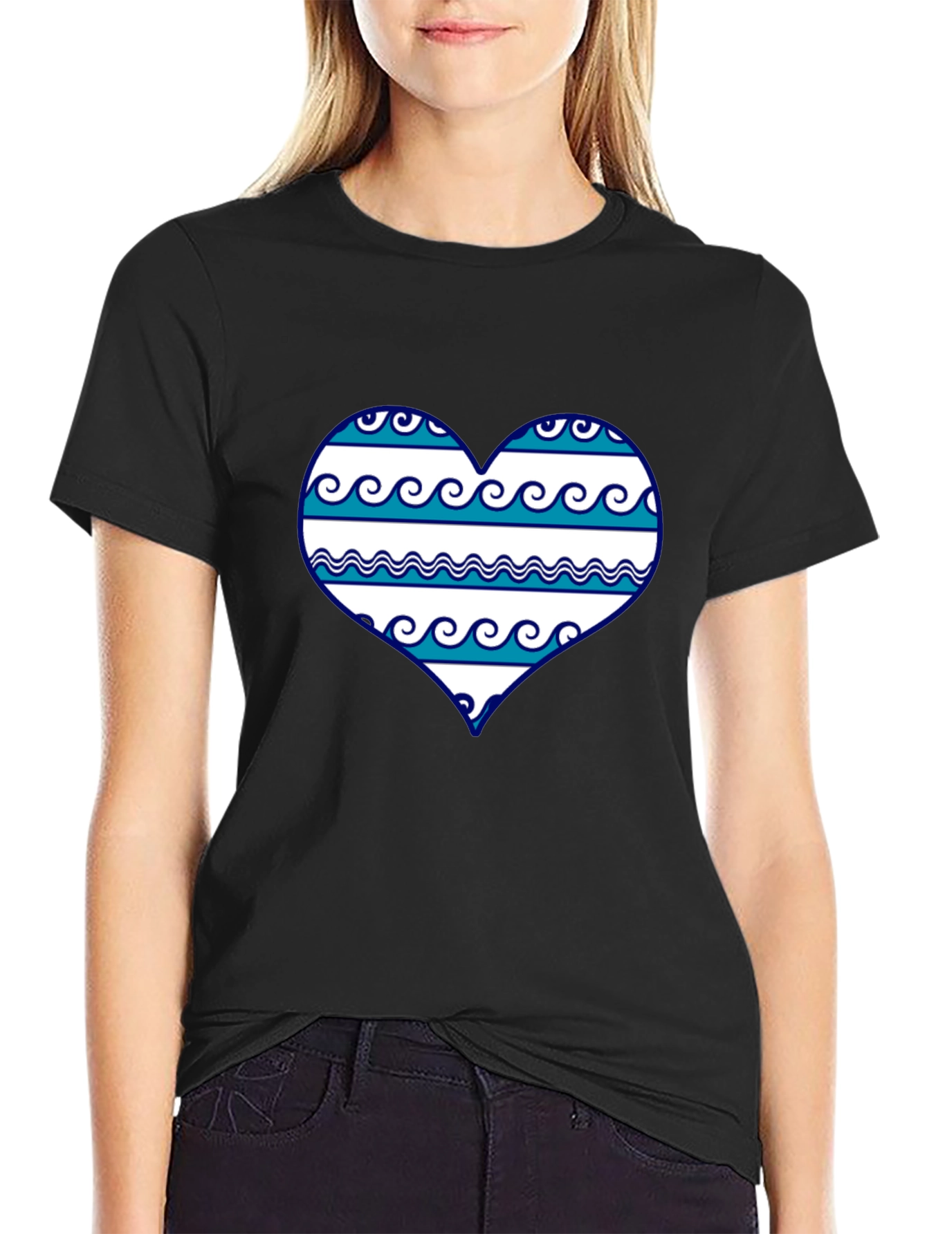 Wave Heart Tee - Beach Lovers Graphic T-Shirt