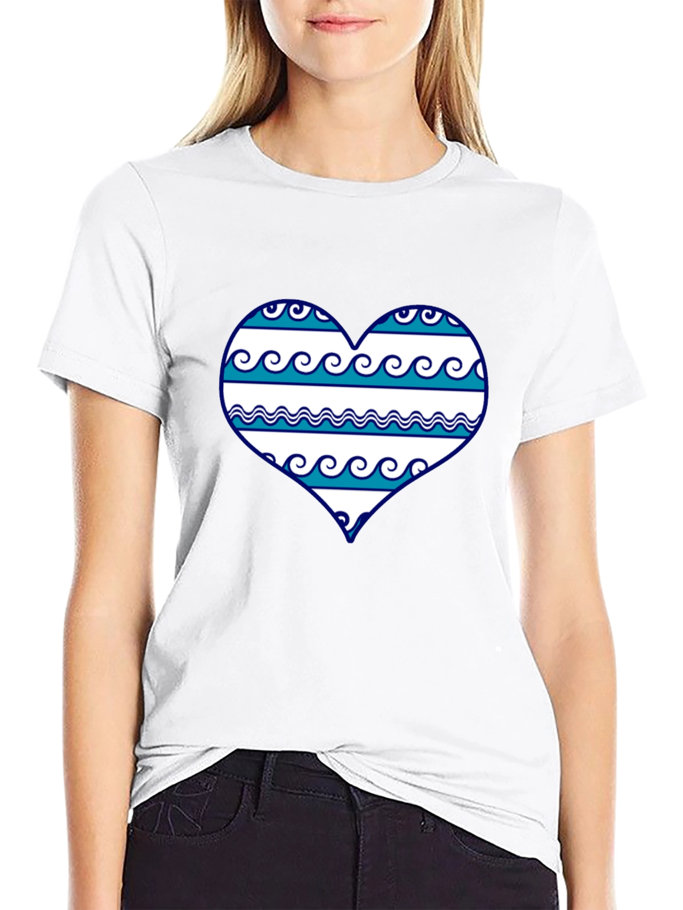 Wave Heart Tee - Beach Lovers Graphic T-Shirt