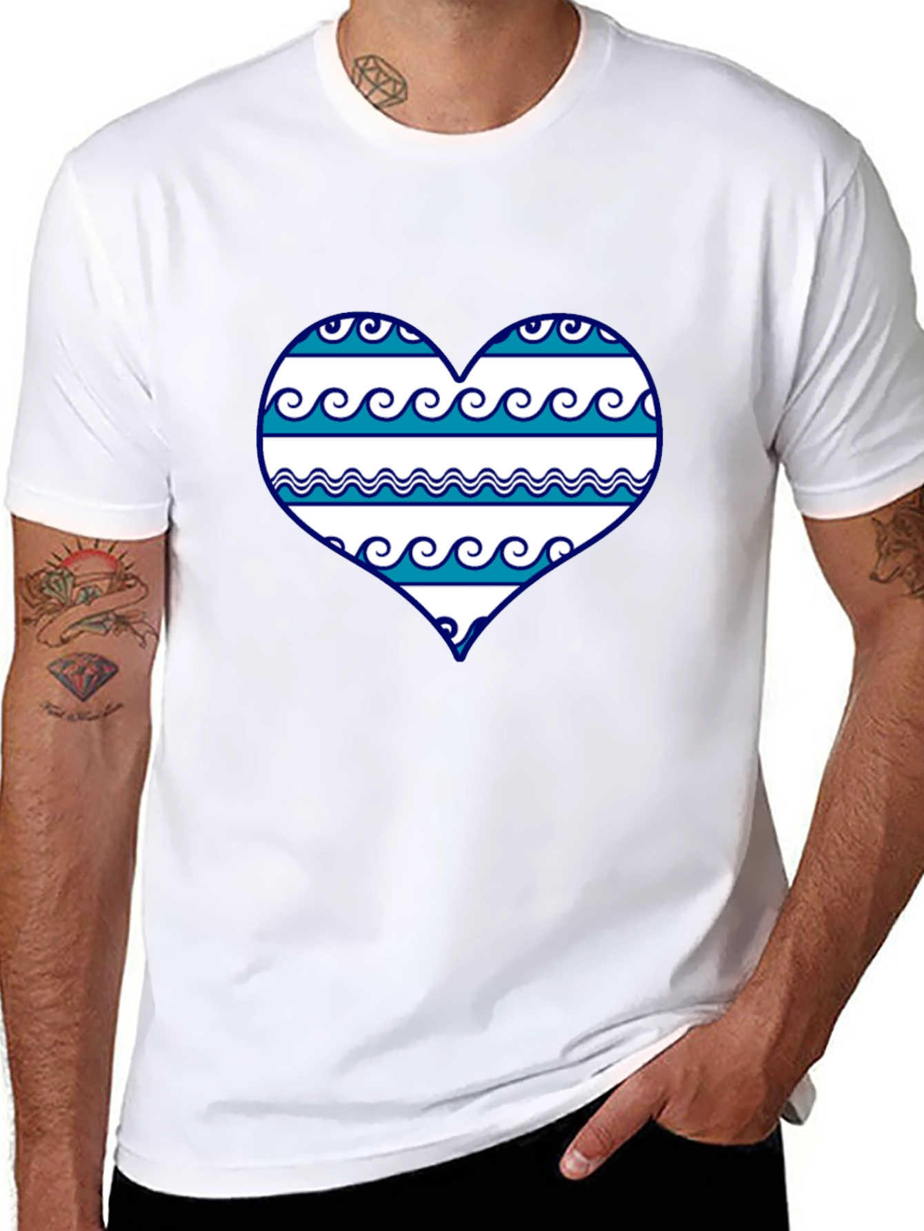 Wave Heart Tee - Beach Lovers Graphic T-Shirt