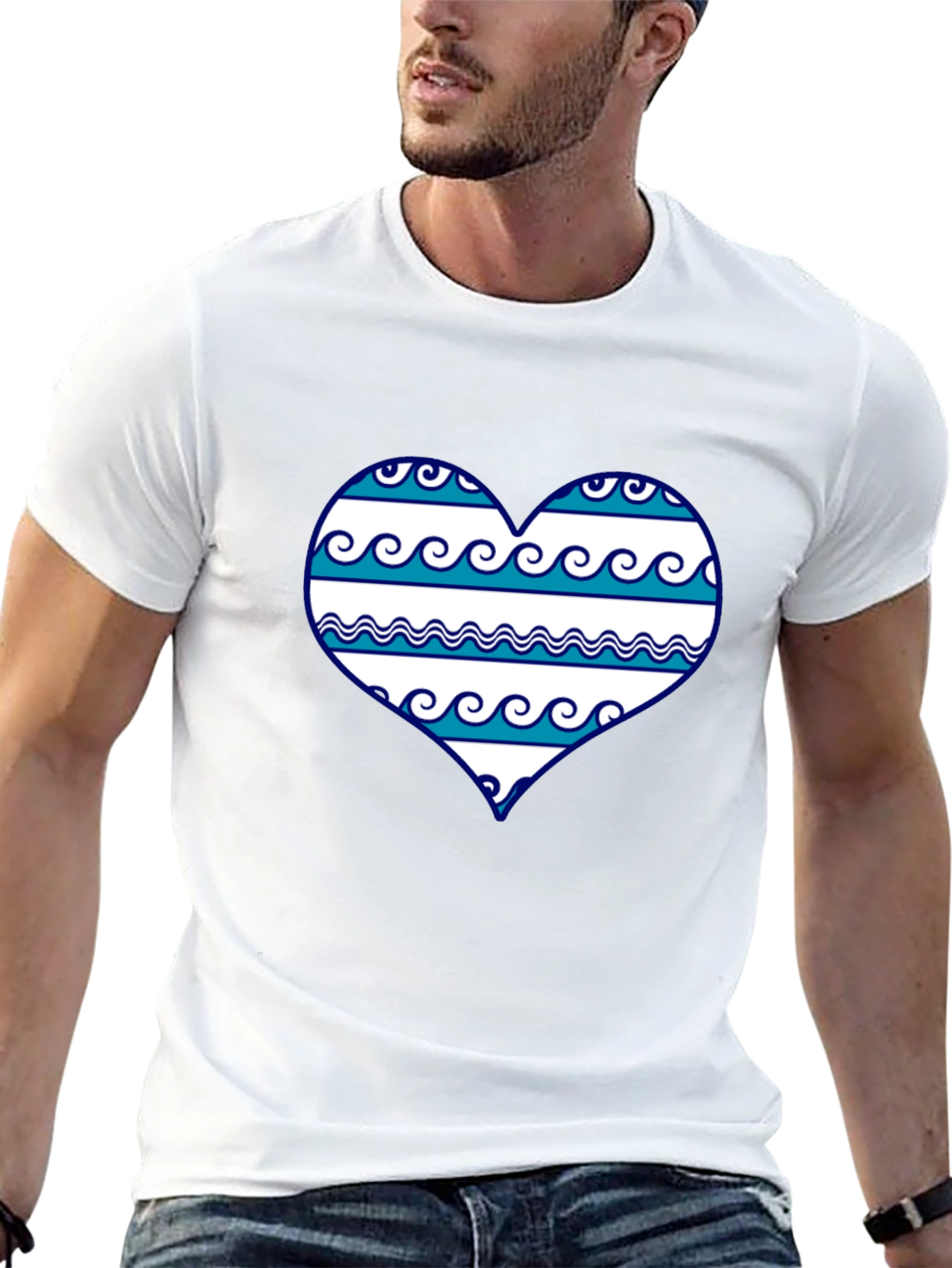 Wave Heart Tee - Beach Lovers Graphic T-Shirt