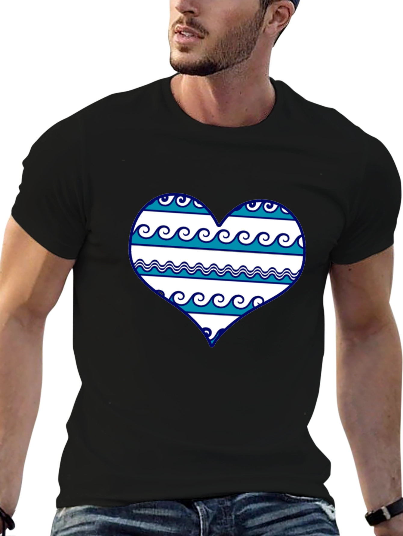 Wave Heart Tee - Beach Lovers Graphic T-Shirt