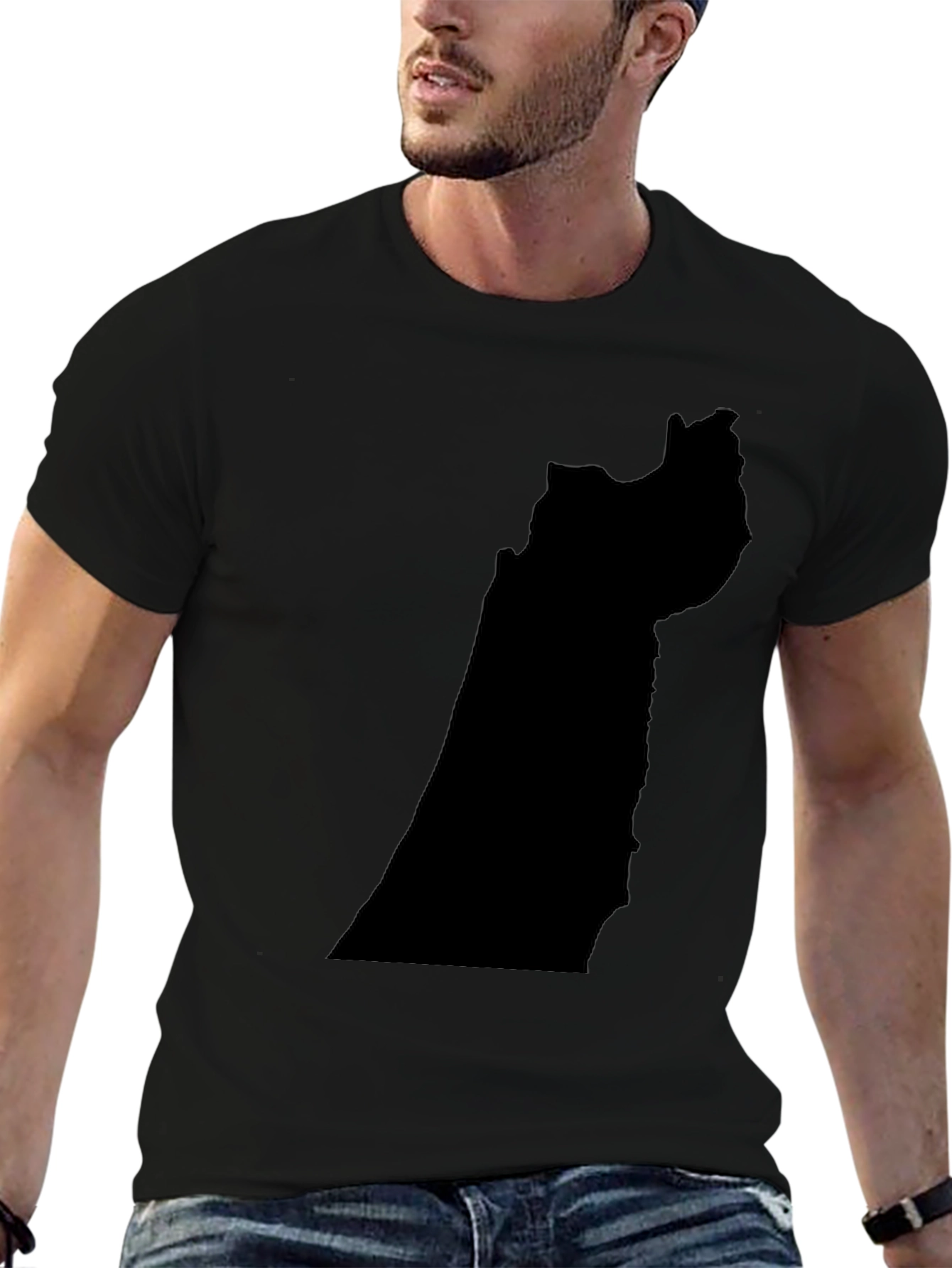 Black T-Shirt with Abstract Shape Design