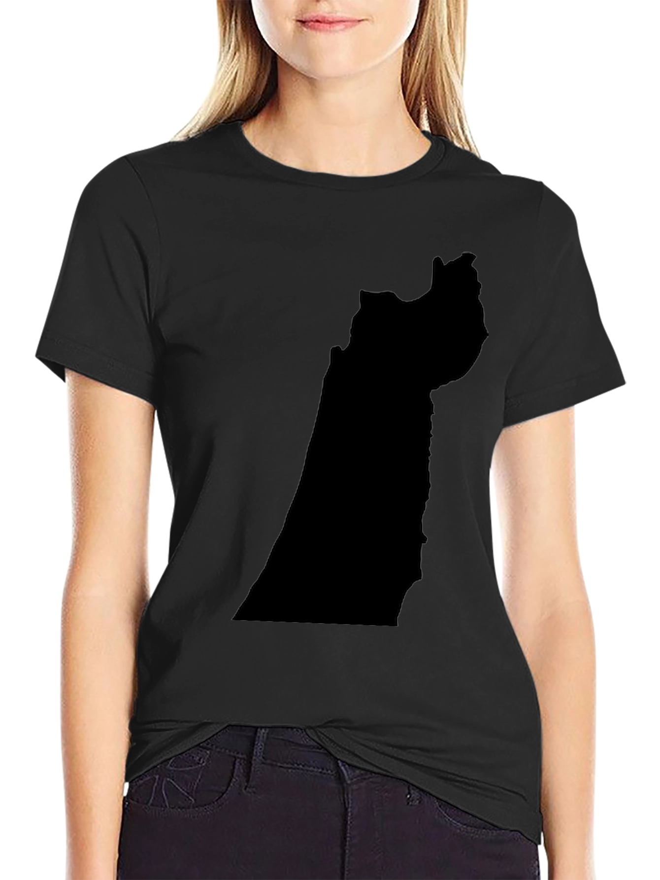 Black T-Shirt with Abstract Shape Design