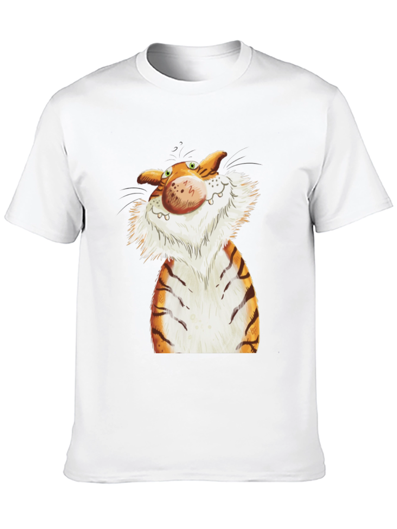 Cartoon Tiger Graphic Tee - Black Cotton T-Shirt